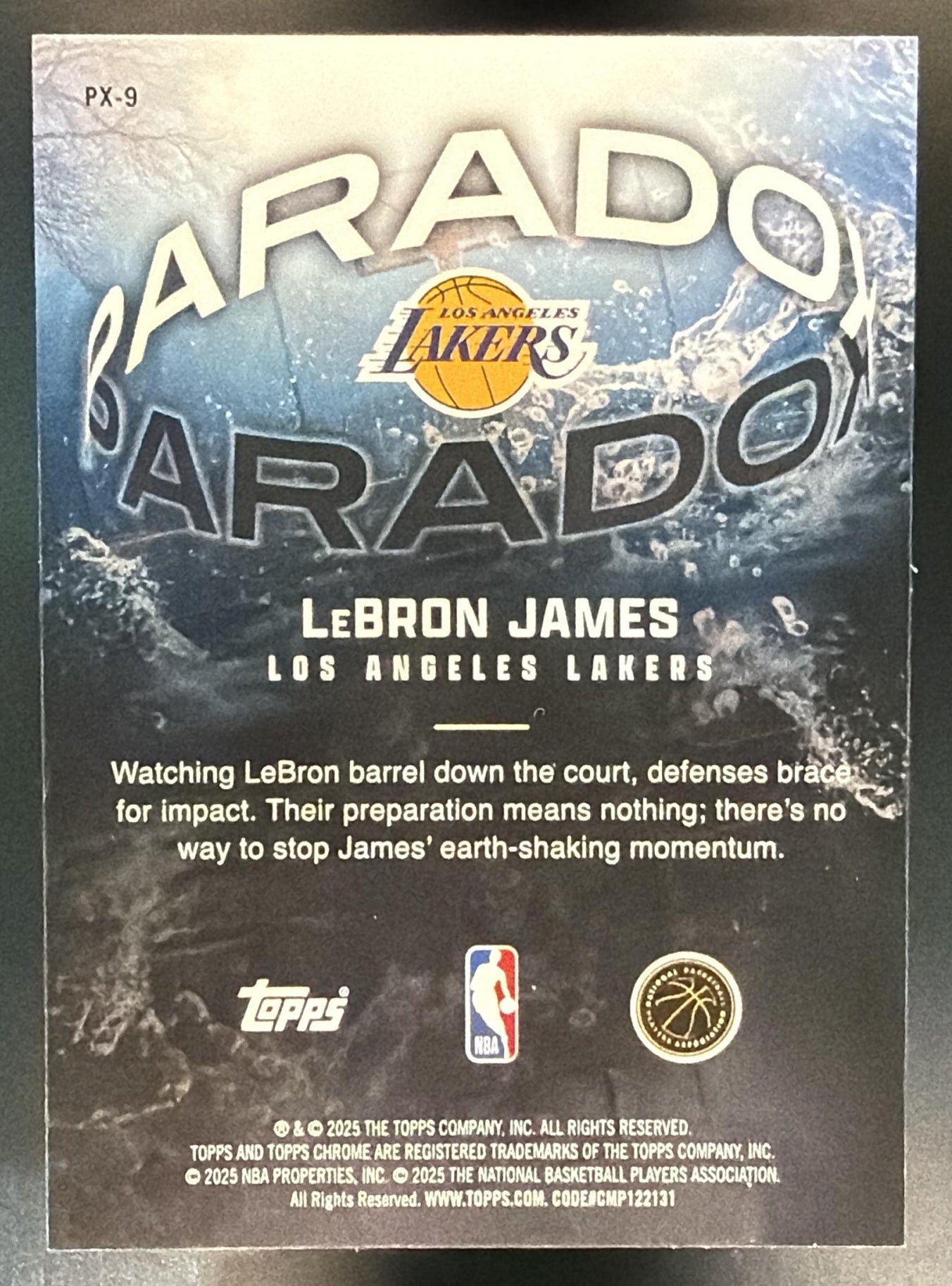2025-26 Topps Chrome LeBron James #PX-9 Paradox SSP Lakers — back