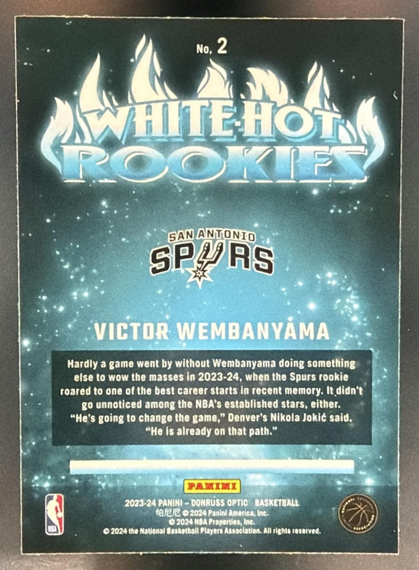 2023-24 Panini Donruss Optic Victor Wembanyama #2 White Hot Rookies RC Spurs — back