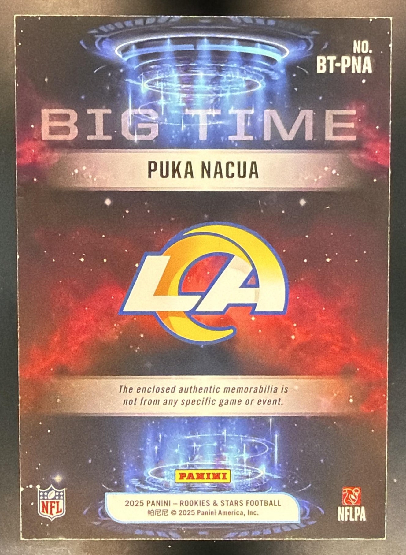2025 Panini Rookies & Stars Puka Nacua #13 Big Time MEM Rams — back