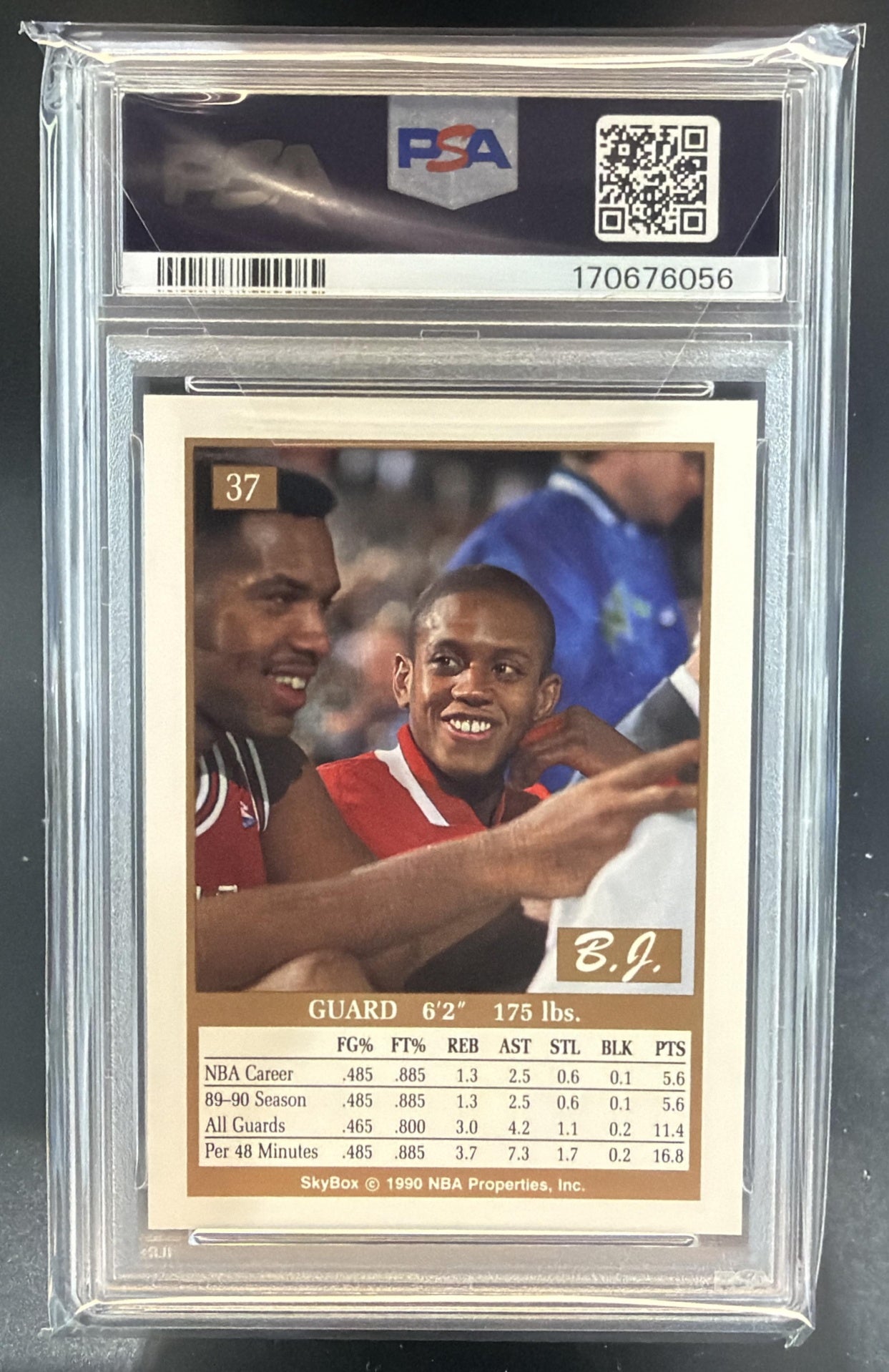 1990-91 Skybox B.J. Armstrong #37 RC Bulls PSA 9 — back