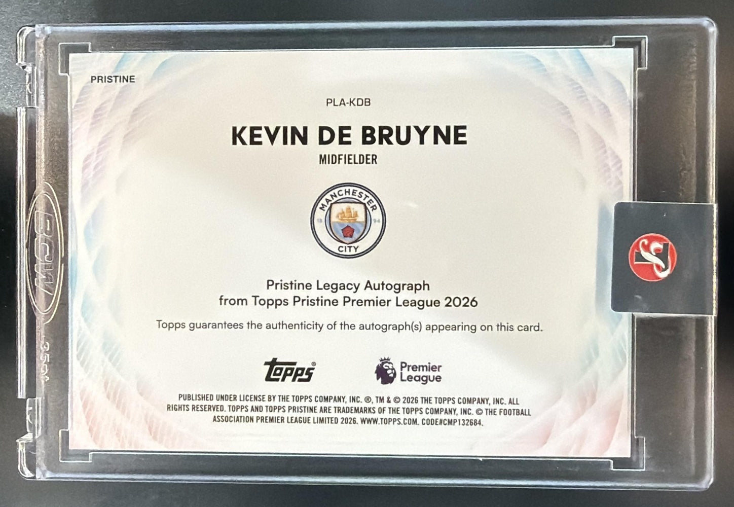 2025 Topps Pristine Premier League Kevin De Bruyne Auto Orange Refractor /25 — back