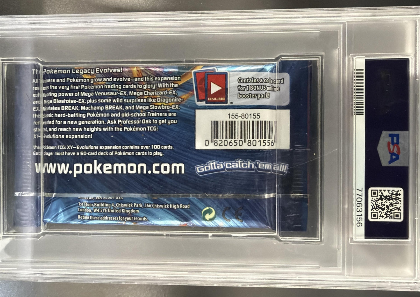 2016 Pokemon XY Evolutions Pack PSA 8 — back