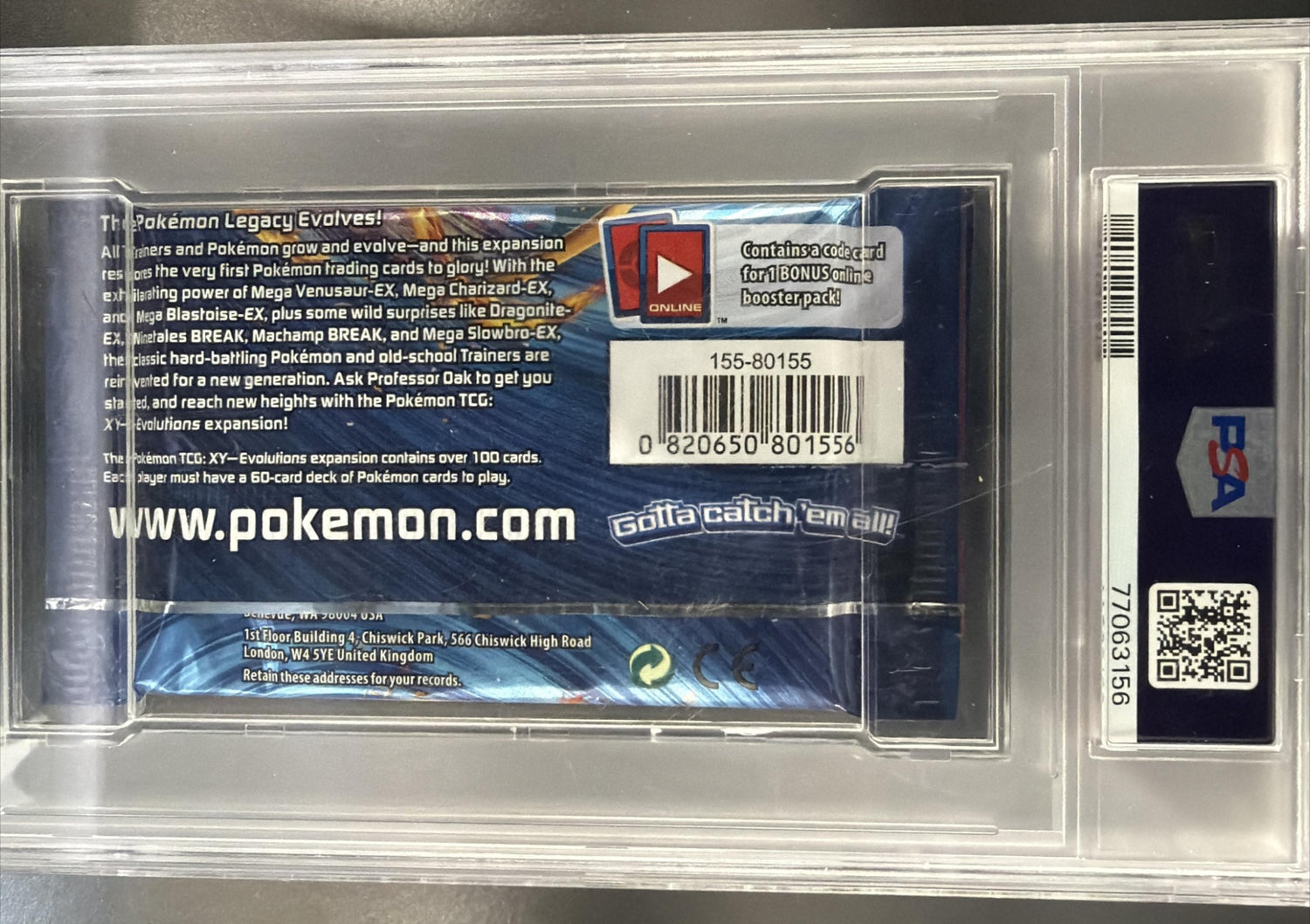 2016 Pokemon XY Evolutions Pack PSA 8 — back