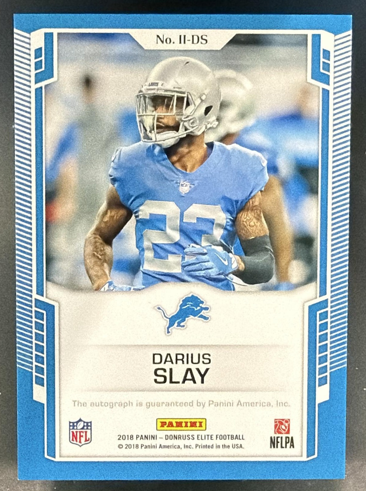 2018 Panini Donruss Elite Darius Slay #II-DS Impact Impressions 52/99 Auto Lions — back