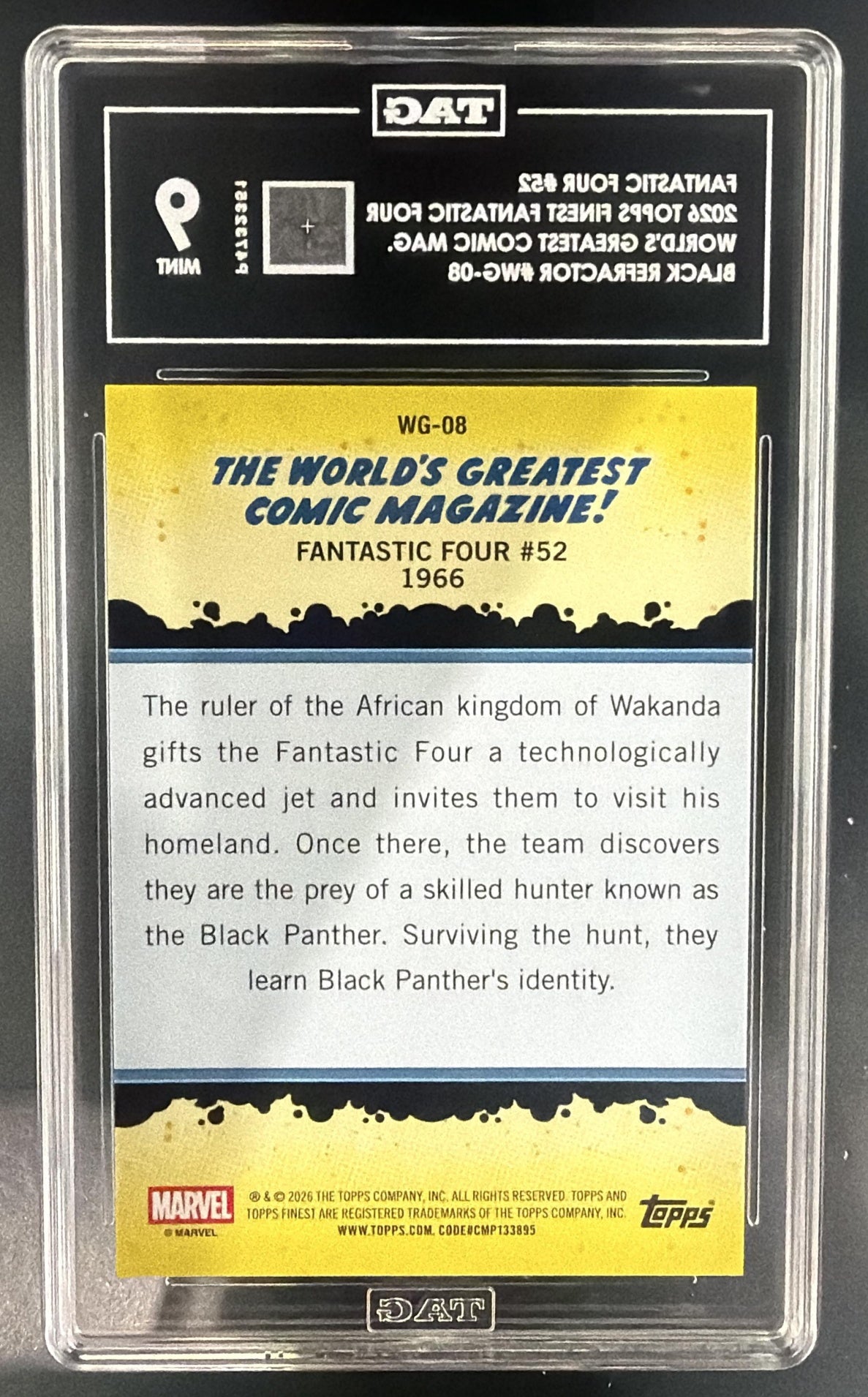 2026 Topps Marvel Finest The Fantastic Four 65th Comic Black Refractor /10 TAG 9 — back