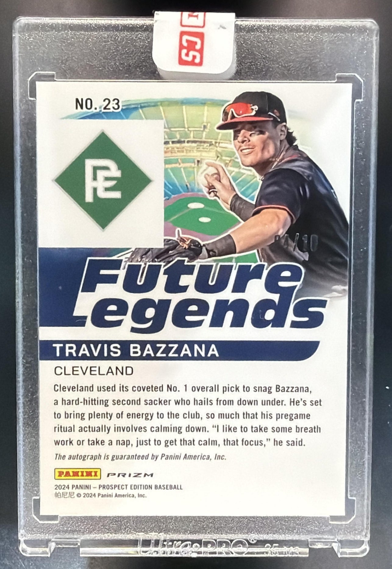2024 Panini Prospect Edition Travis Bazzana #23 Future Legends Gold /10 Auto — back