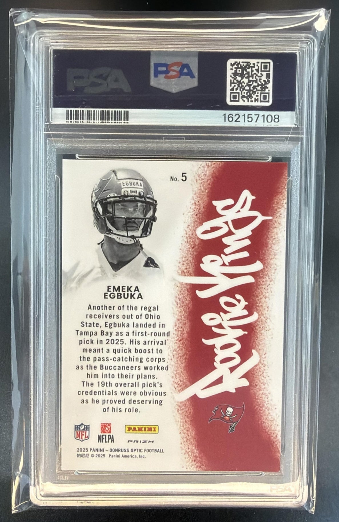 2025 Panini Donruss Optic Emeka Egbuka #5 Rookie Kings RC Buccaneers PSA 9 — back