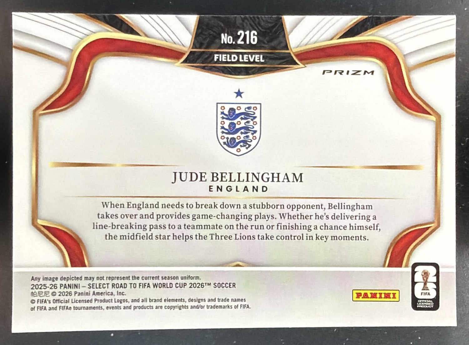 2025 Panini Select Road to FIFA World Cup Jude Bellingham Field Level Pink Ice — back