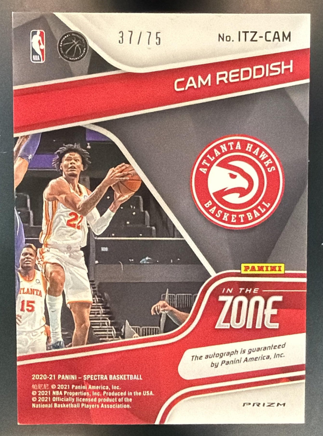 2020 Panini Spectra Cam Reddish #ITZ-CAM In The Zone Auto Celestial /75 — back