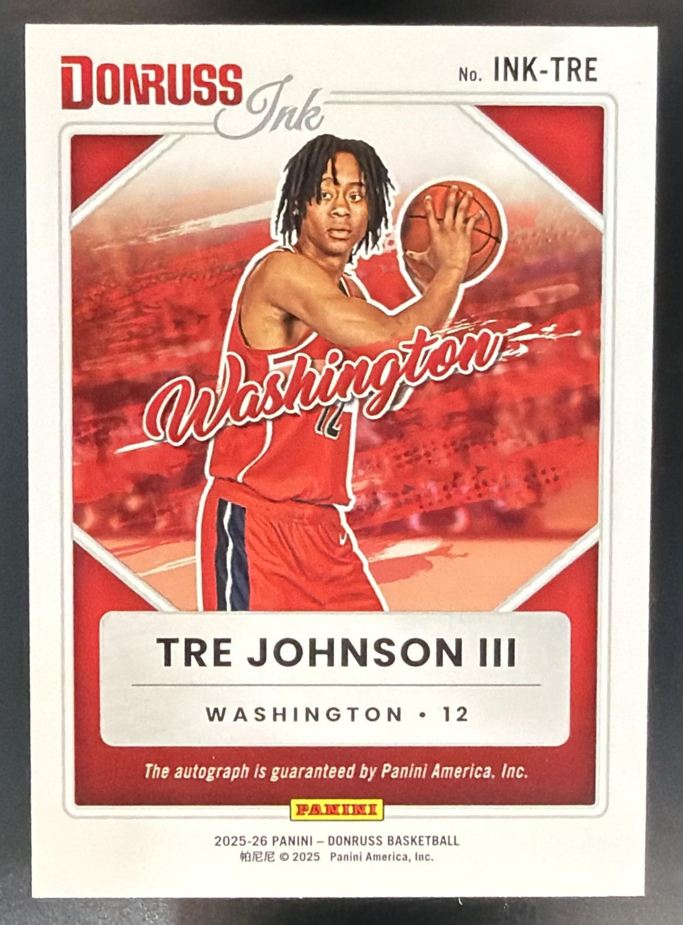 2025-26 Panini Donruss Tre Johnson III #INK-TRE Ink RC Auto Wizards — back