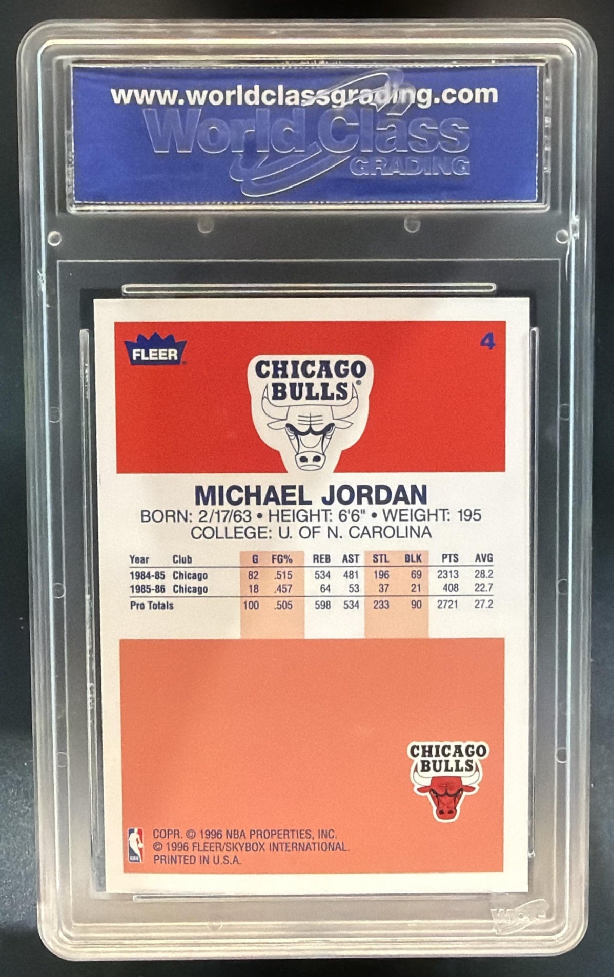 1996-97 Fleer Michael Jordan #4 Decade of Excellence Bulls — back