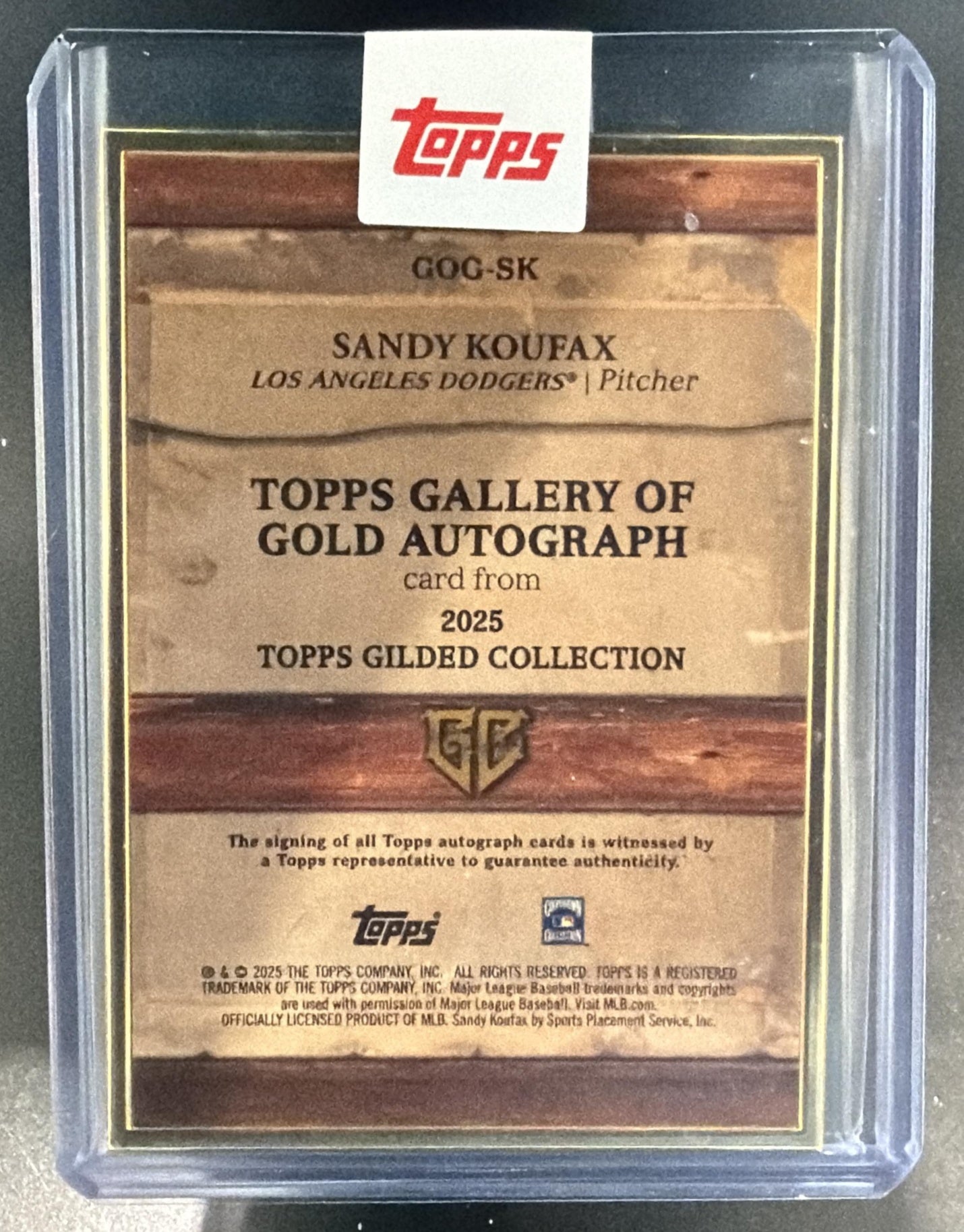 2025 Topps Gilded Collection Sandy Koufax #GOG-SK Gallery of Gold Auto /50 — back