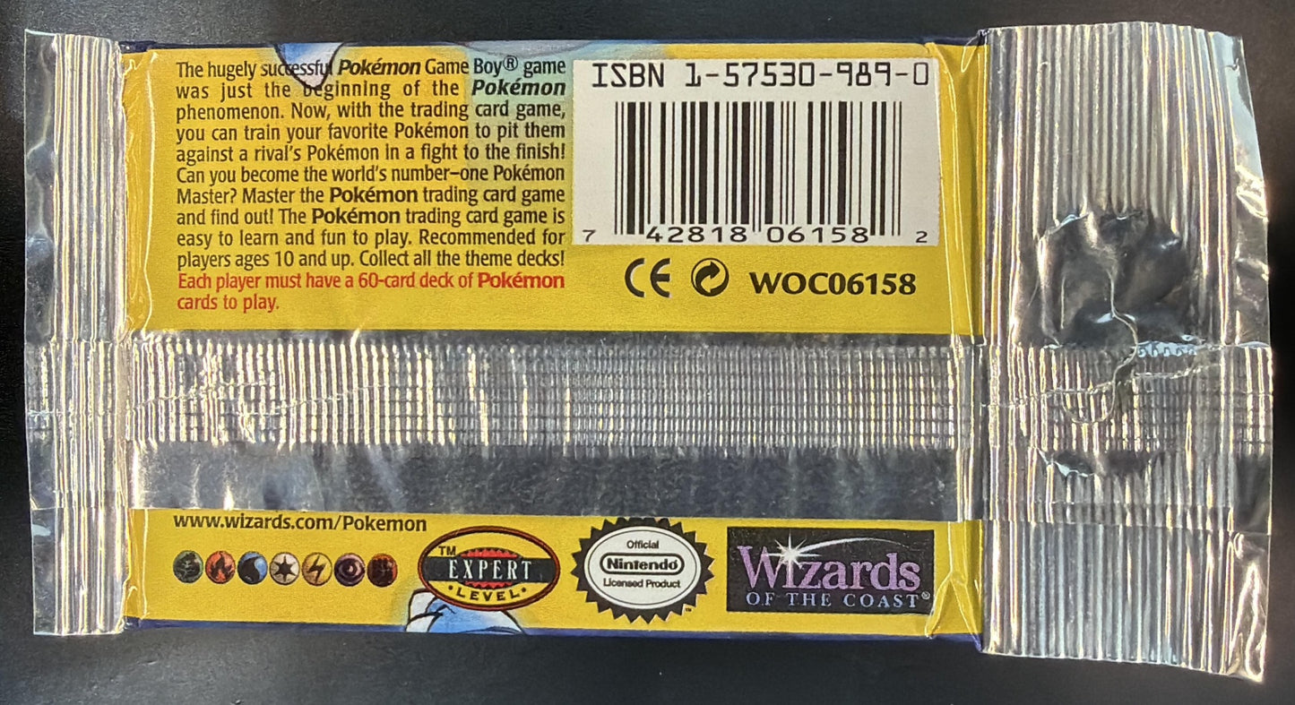 1999 Pokemon Base Set Unlimited Long Crimp Booster Pack Sealed Blastoise — back