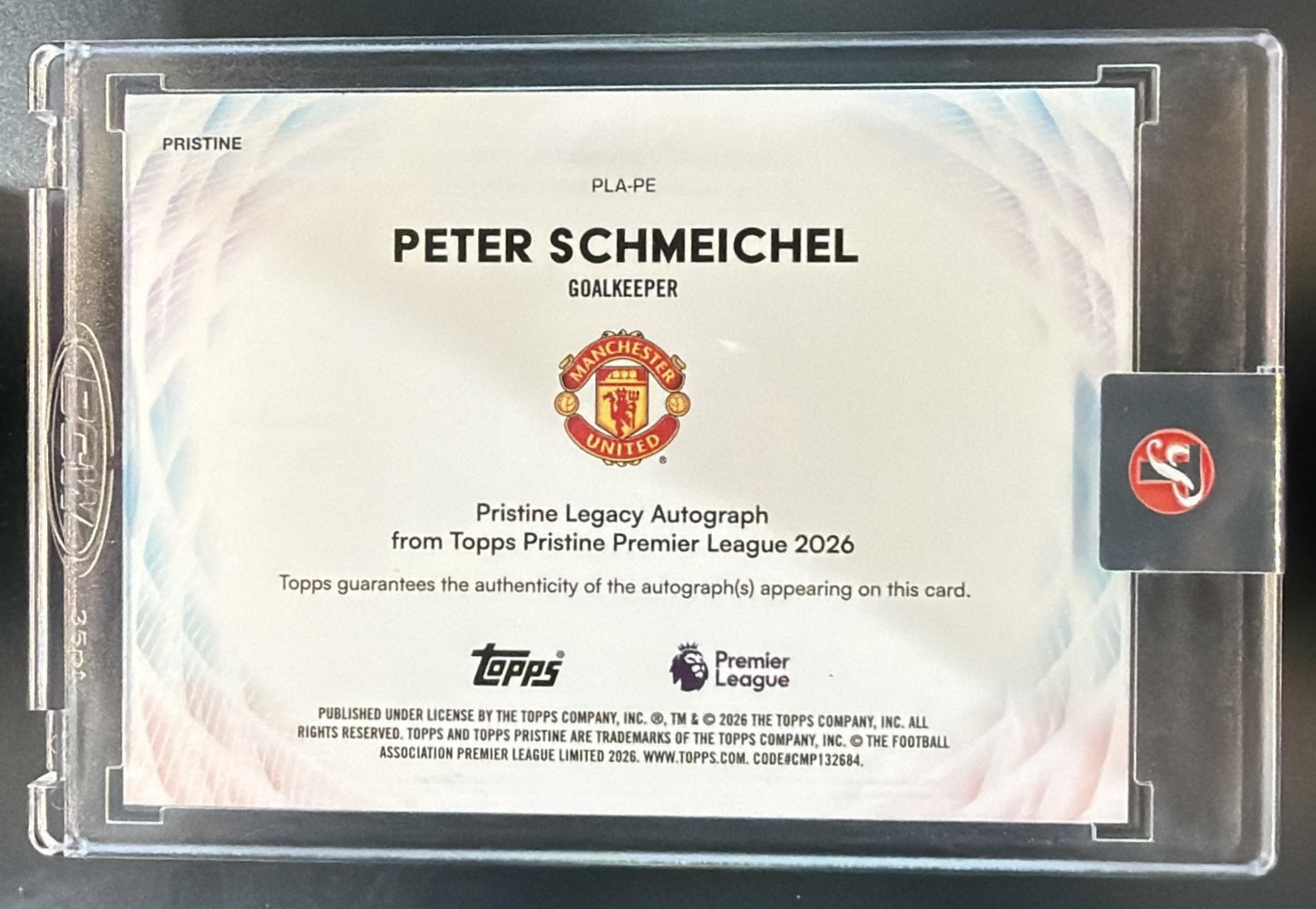 2025 Topps Pristine Premier League Peter Schmeichel Legacy Auto Pink /15 — back
