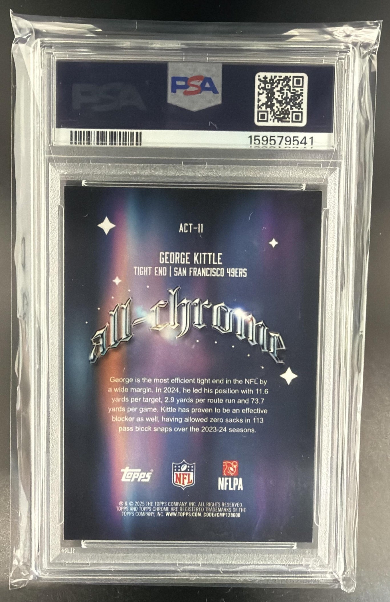 2025 Topps Chrome George Kittle #ACT-11 All Team Pink Refractor /250 49ers PSA 9 — back