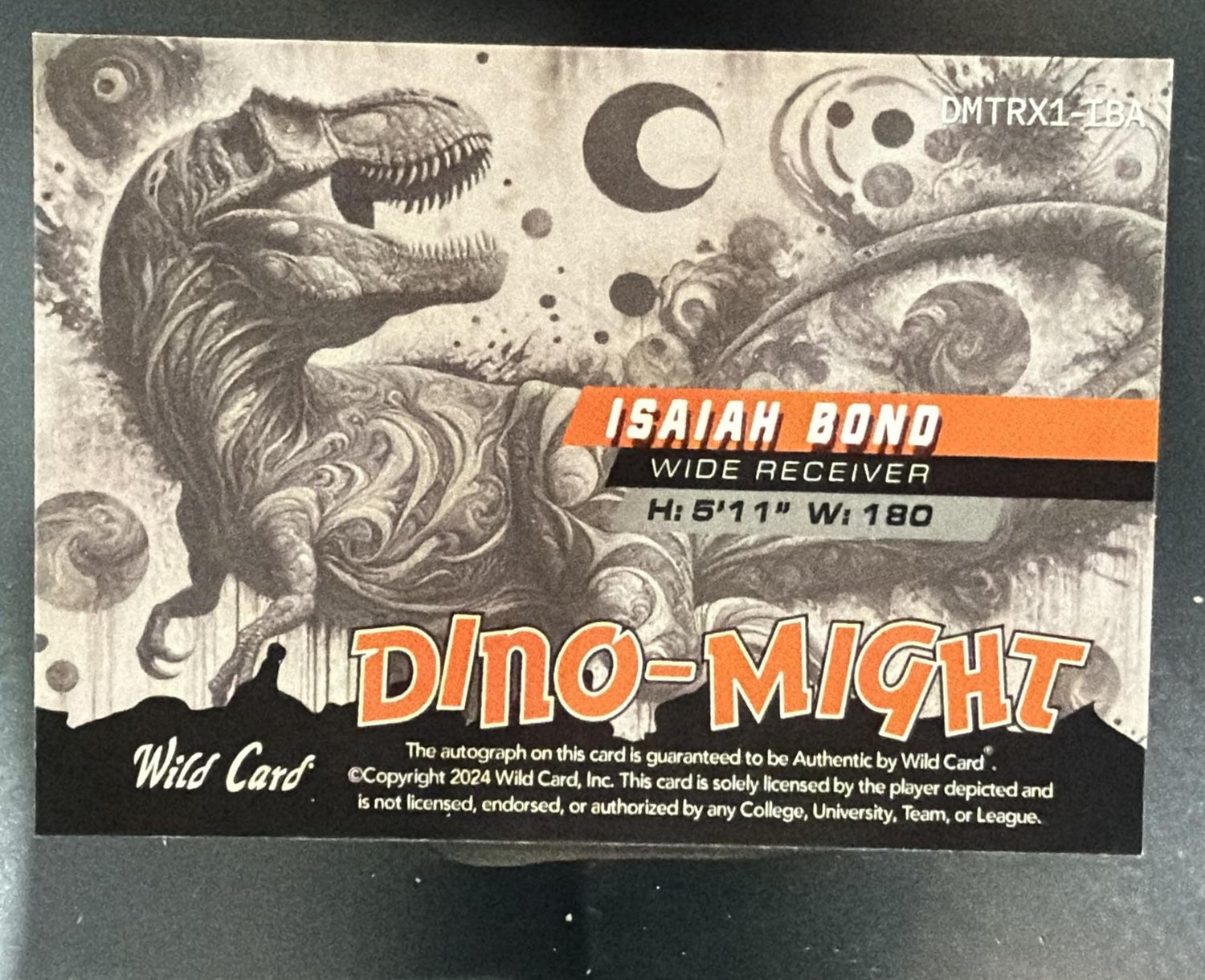 2024 Wild Card Alumination DinoMight Isaiah Bond T-Rex Auto Rainbow Foil 1/1 — back