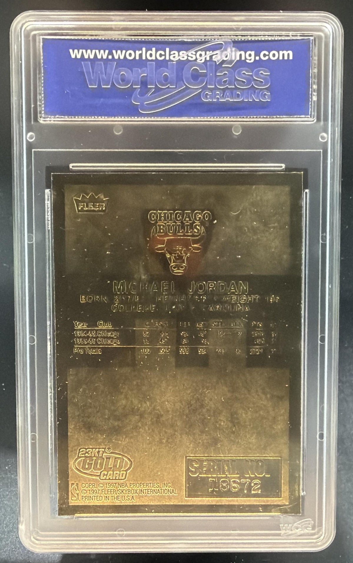 1997-98 Fleer 23KT Gold Michael Jordan #NNO Red Blue /10000 Bulls — back