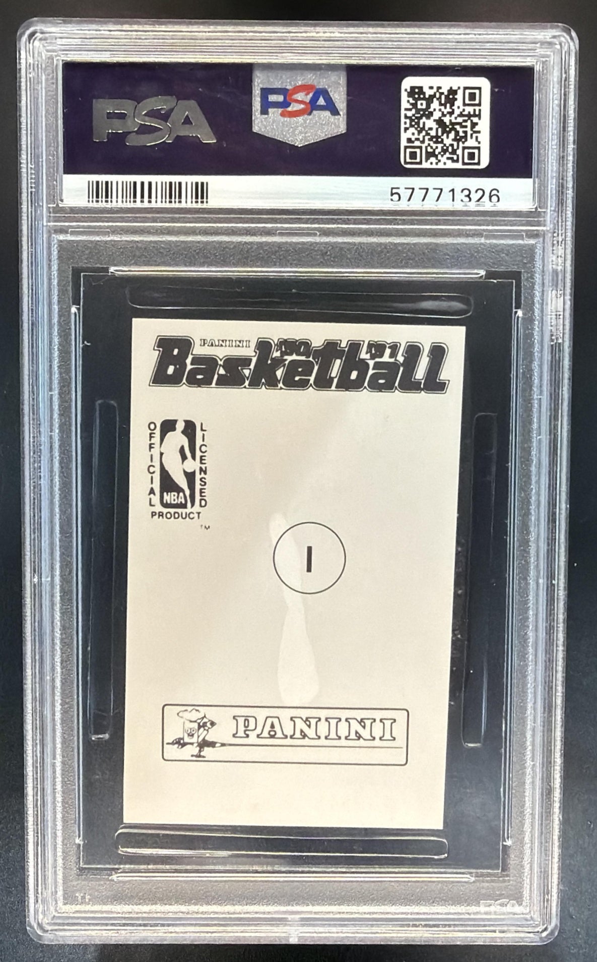 1990-91 Panini Stickers Patrick Ewing #I Knicks PSA 9 — back