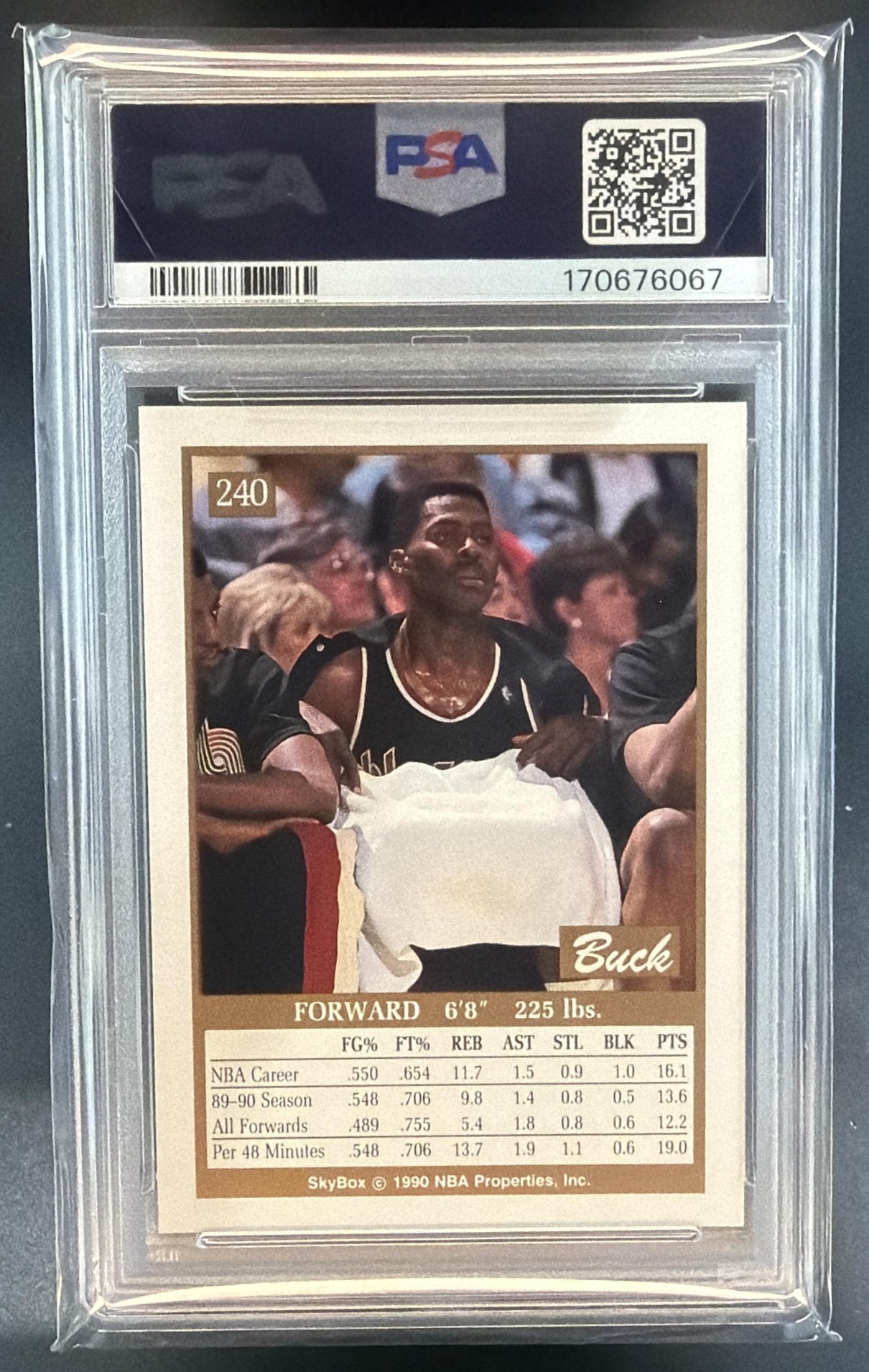 1990-91 Skybox Buck Williams #240 Trail Blazers PSA 10 — back