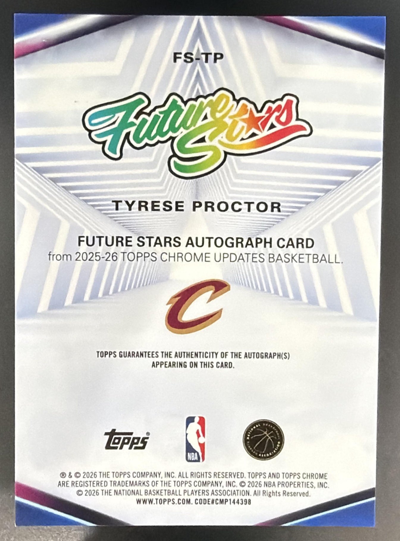 2025 Topps Chrome Update Tyrese Proctor Future Stars Auto Green Refractor /99 RC — back