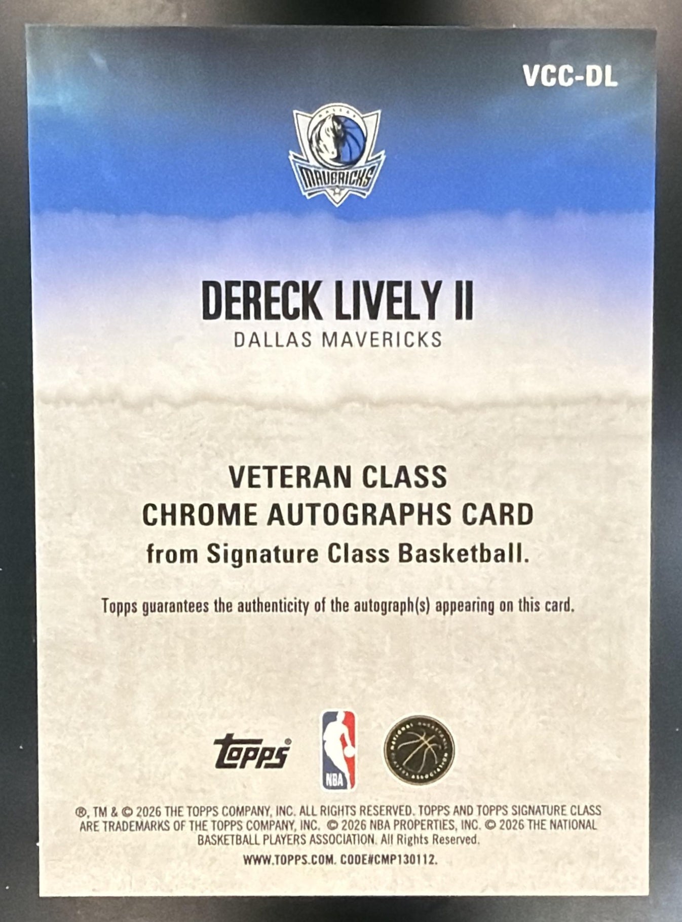 2025 Topps Signature Class Dereck Lively II Chrome Auto Orange Refractor /50 — back