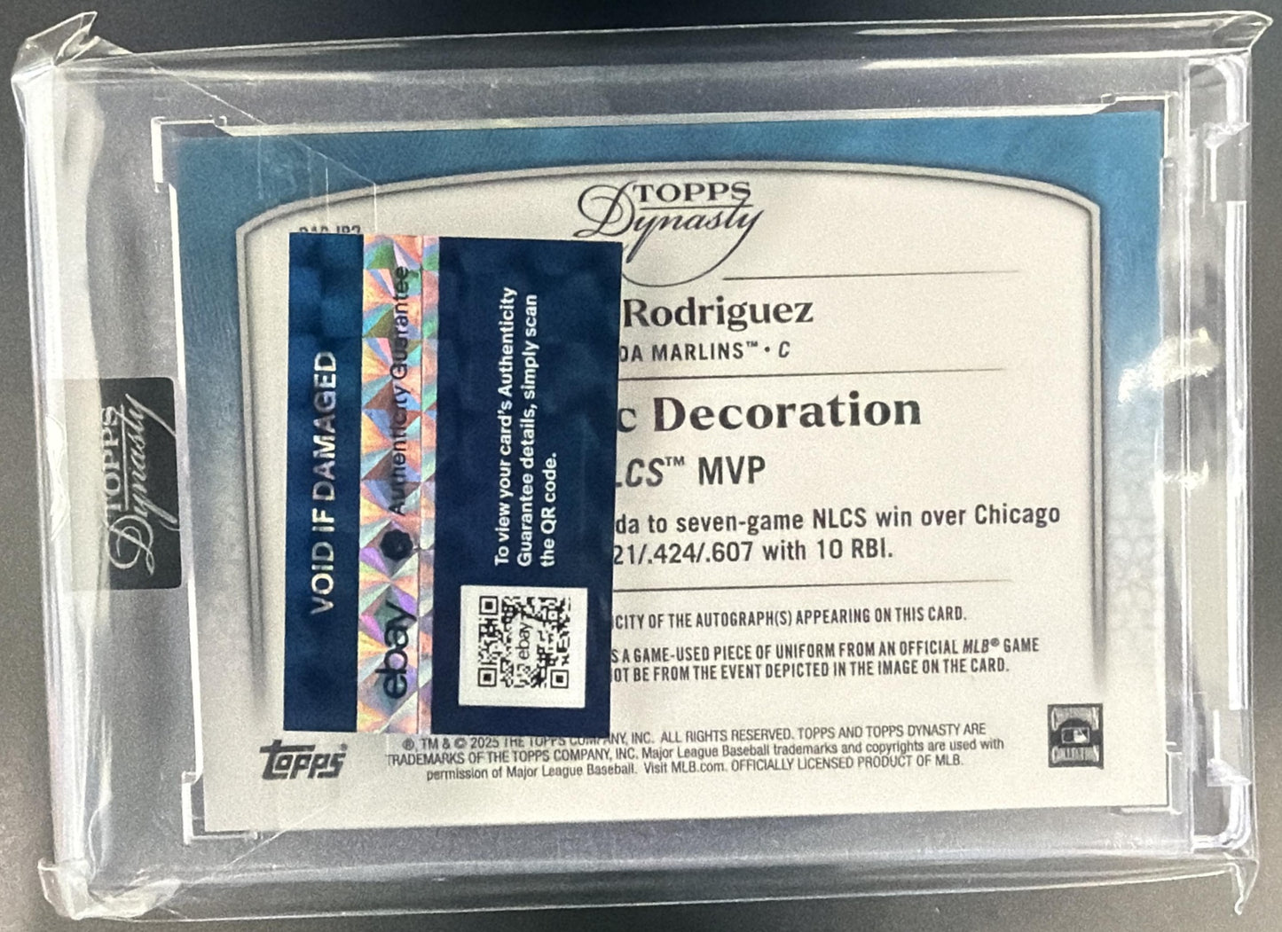 2025 Topps Dynasty Ivan Rodriguez #DAP-IR2 Auto Patch /10 MEM Marlins — back