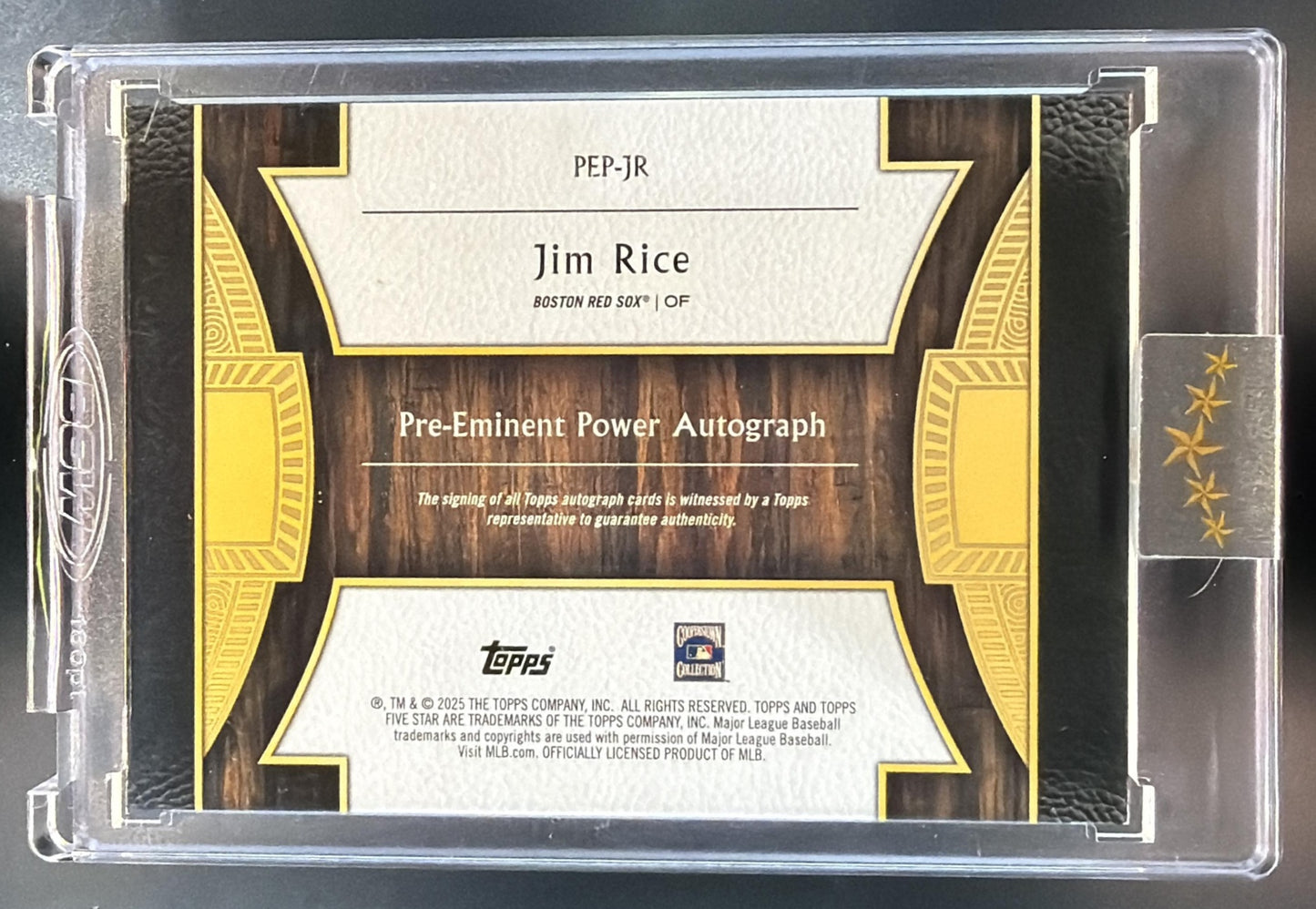 2025 Topps Five Star Jim Rice #PEP-JR Pre-Eminent Power 17/25 Auto Red Sox — back