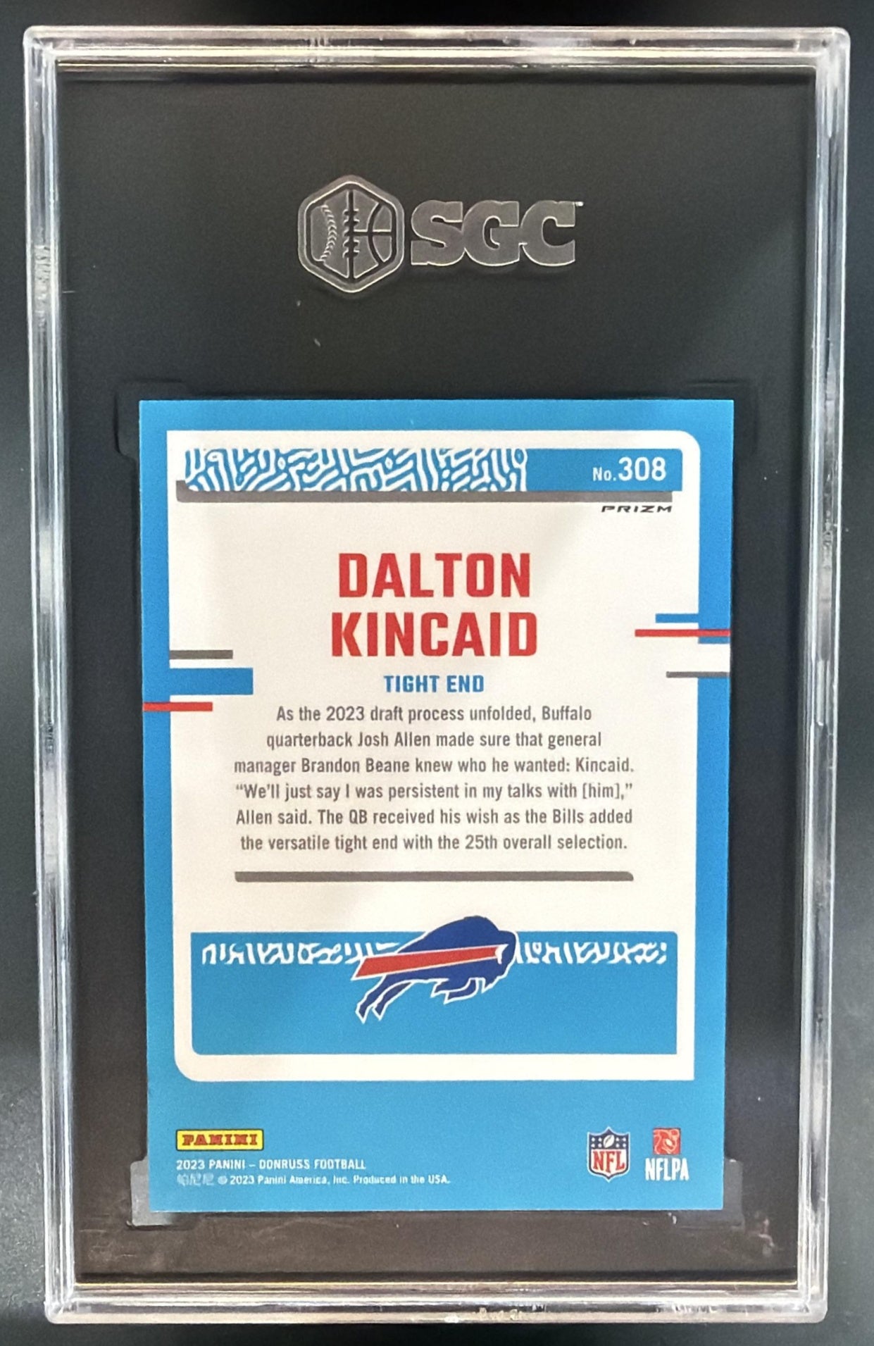 2023 Optic Dalton Kincaid Rated Rookie Preview Blue Scope Prizm RC SGC 10 — back
