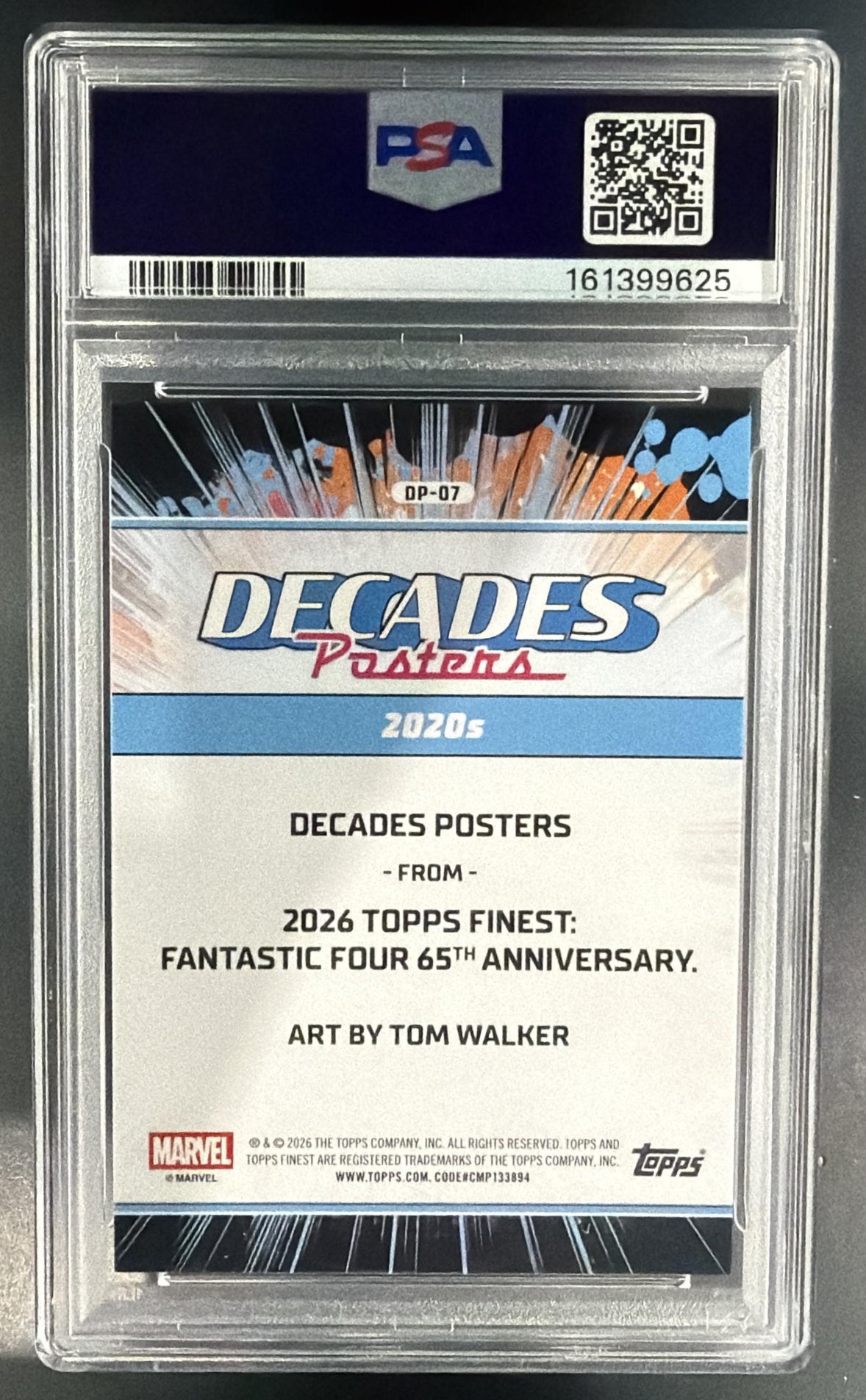 2026 Topps Marvel Finest The Fantastic Four 65th 2020s Decades Posters PSA 9 — back
