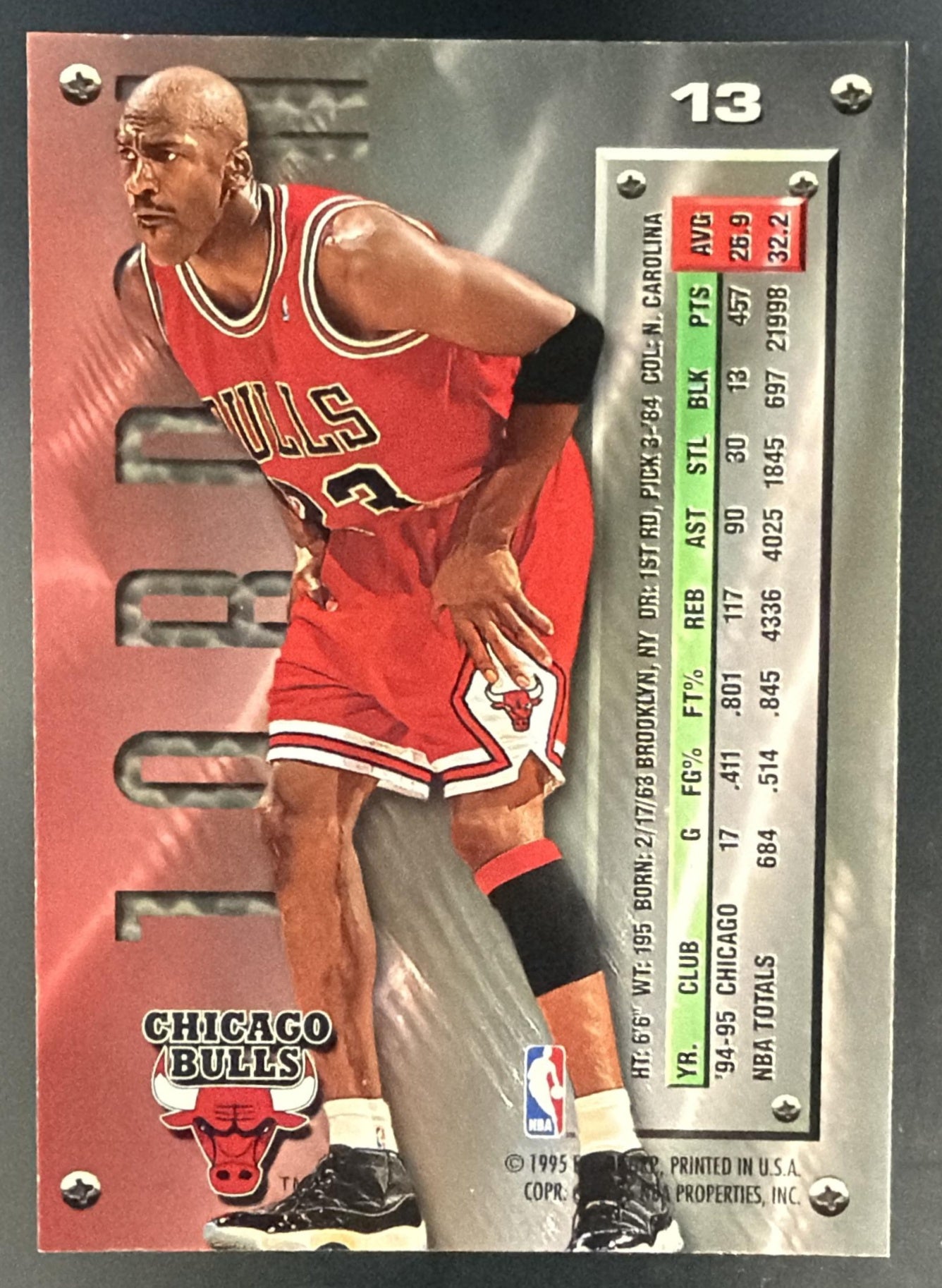 1995-96 Fleer Metal Michael Jordan #13 Bulls — back