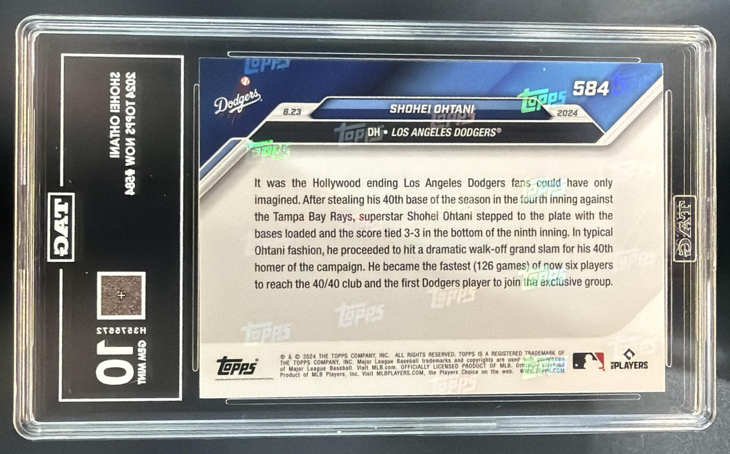 2024 Topps Now Shohei Ohtani #584 Dodgers TAG 10 — back