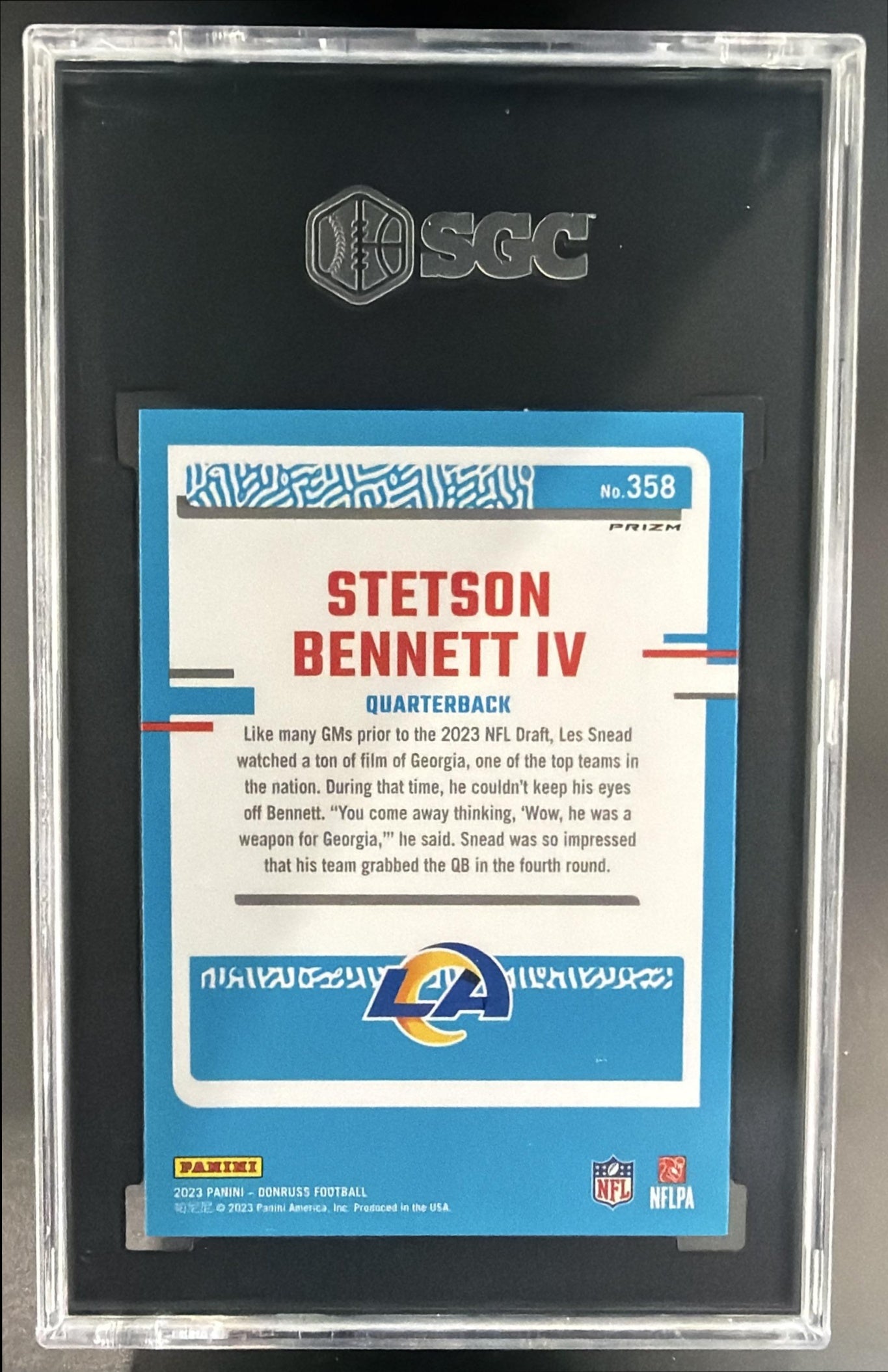 2023 Optic Stetson Bennett IV Rated Rookie Preview Blue Scope Prizm RC SGC 9.5 — back