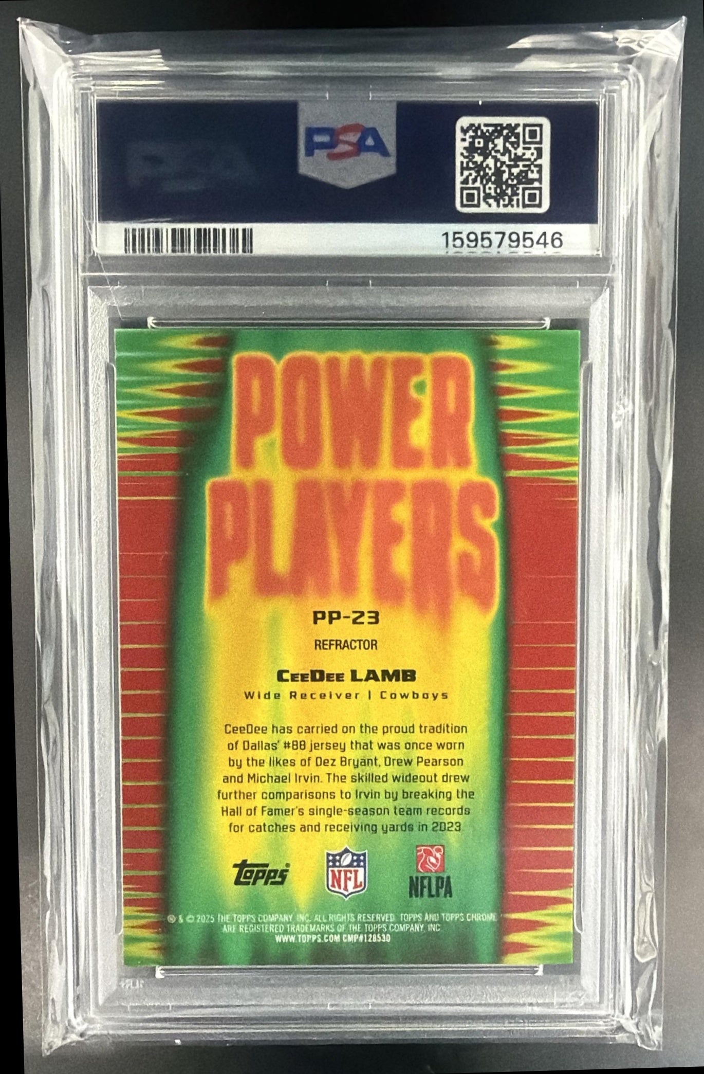 2025 Topps Chrome CeeDee Lamb #PP-23 Power Players Refractor Cowboys PSA 9 — back