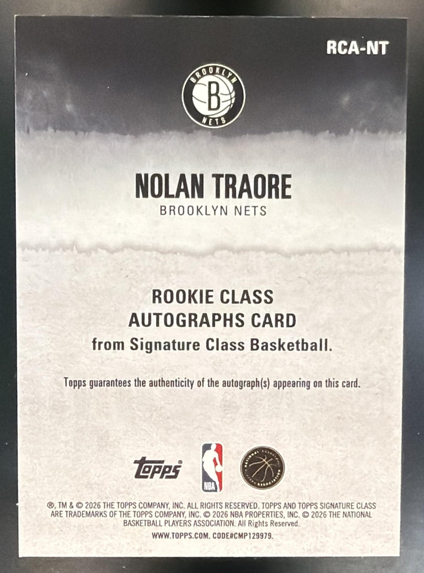 2025-26 Topps Signature Class Nolan Traore #RCA-NT Rookie Auto RC Nets — back