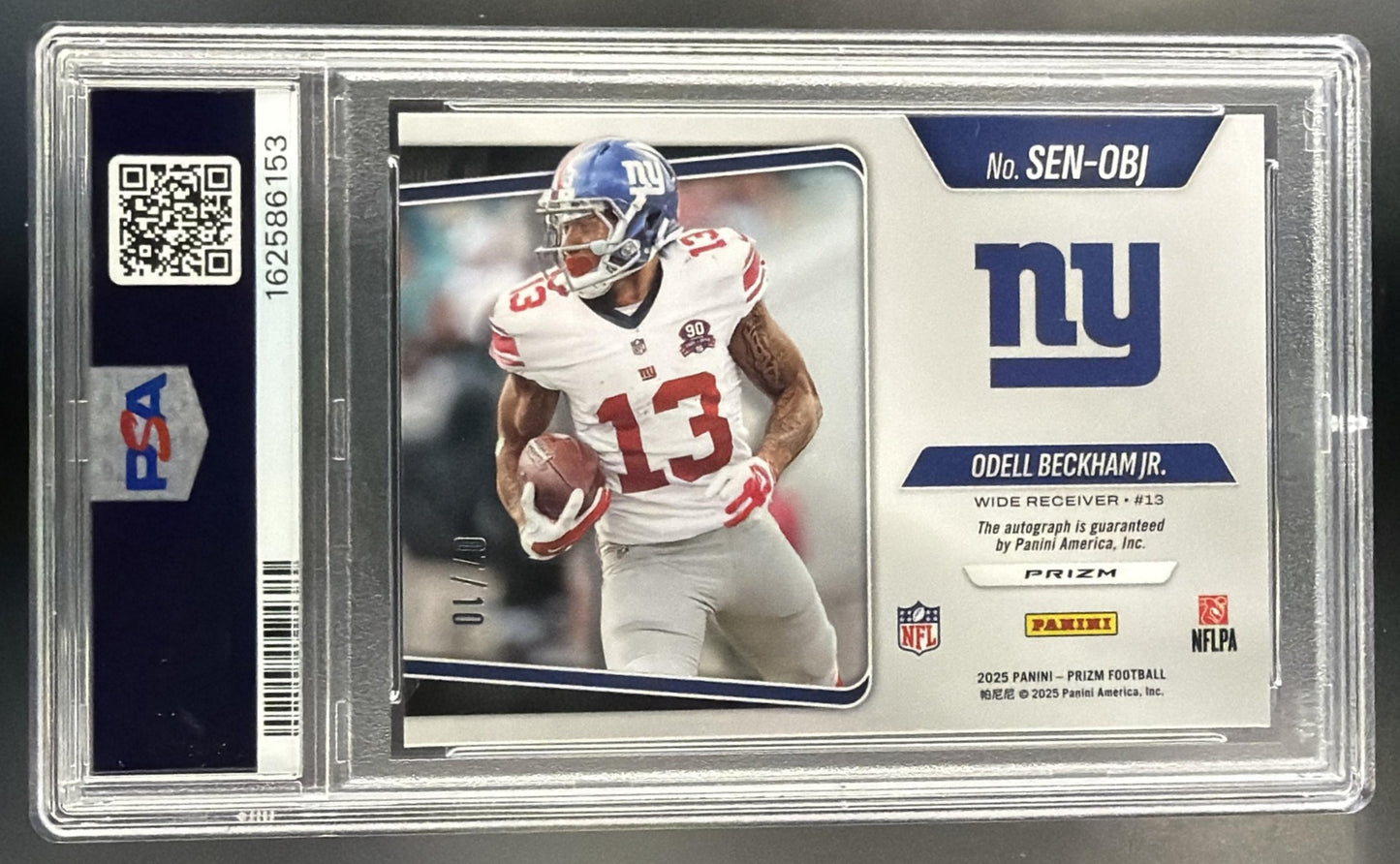 2025 Panini Prizm Odell Beckham Jr. Sensational Signatures Gold /10 Auto PSA 10 — back