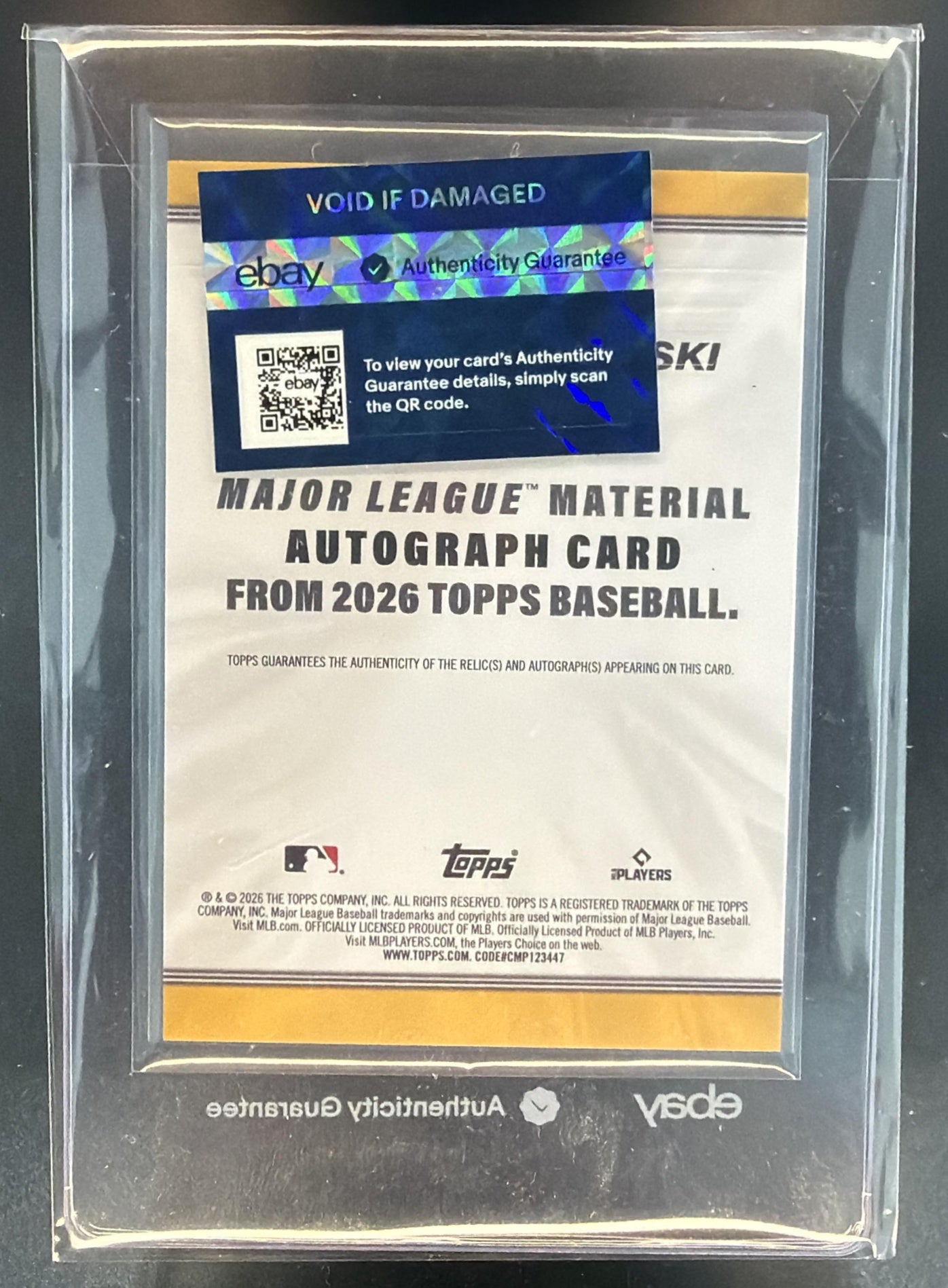 2026 Topps Series 1 Jacob Misiorowski Major League Material Auto MEM RC — back