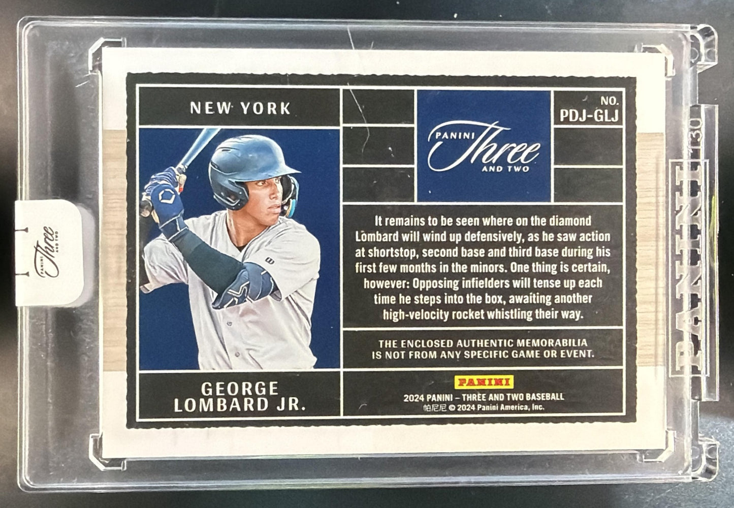 2024 Panini Three and Two George Lombard Jr. #PDJ-GL Prospect Dual Jerseys /49 — back