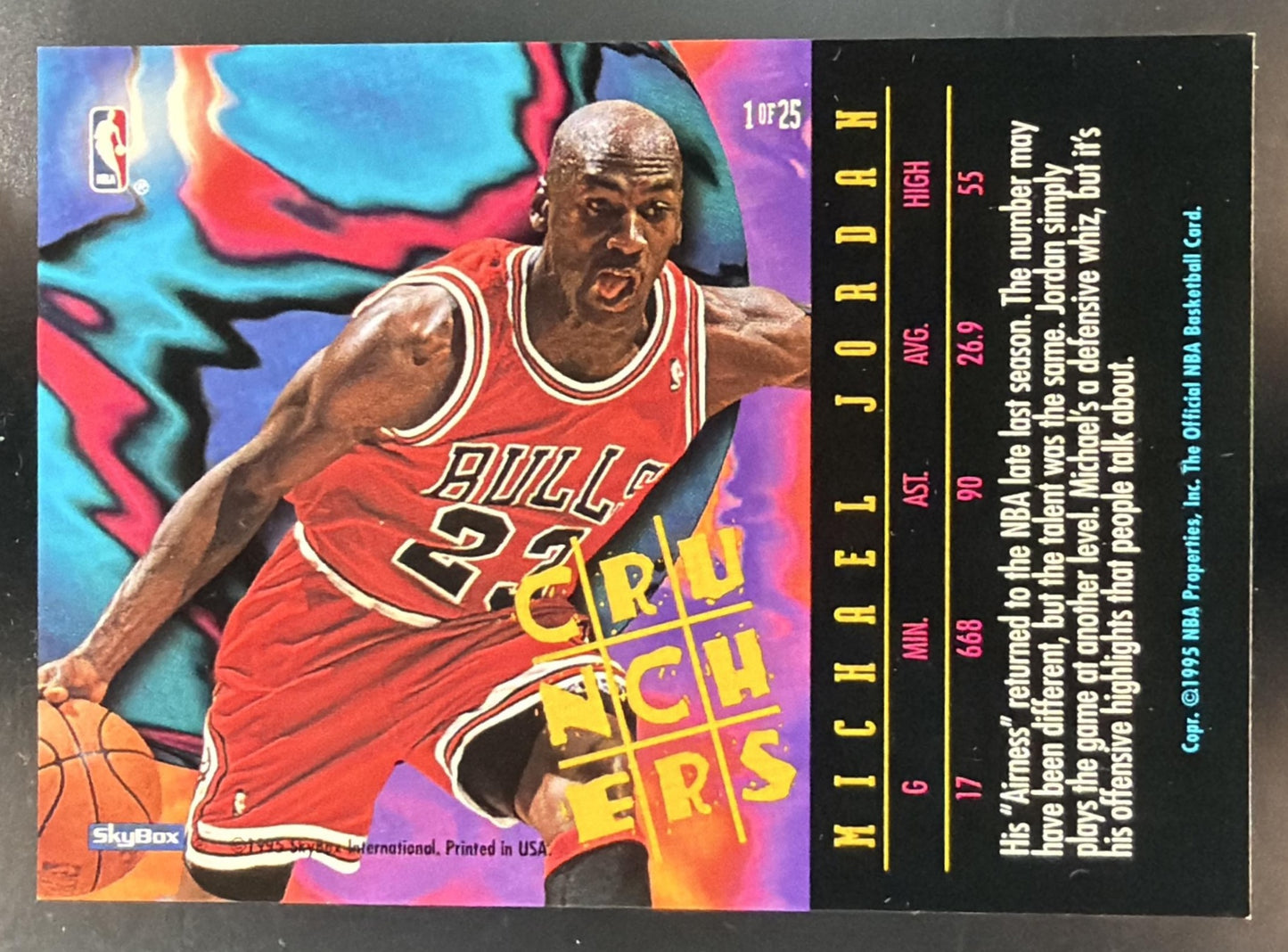 1995-96 Hoops Michael Jordan #1 Number Crunchers Bulls — back