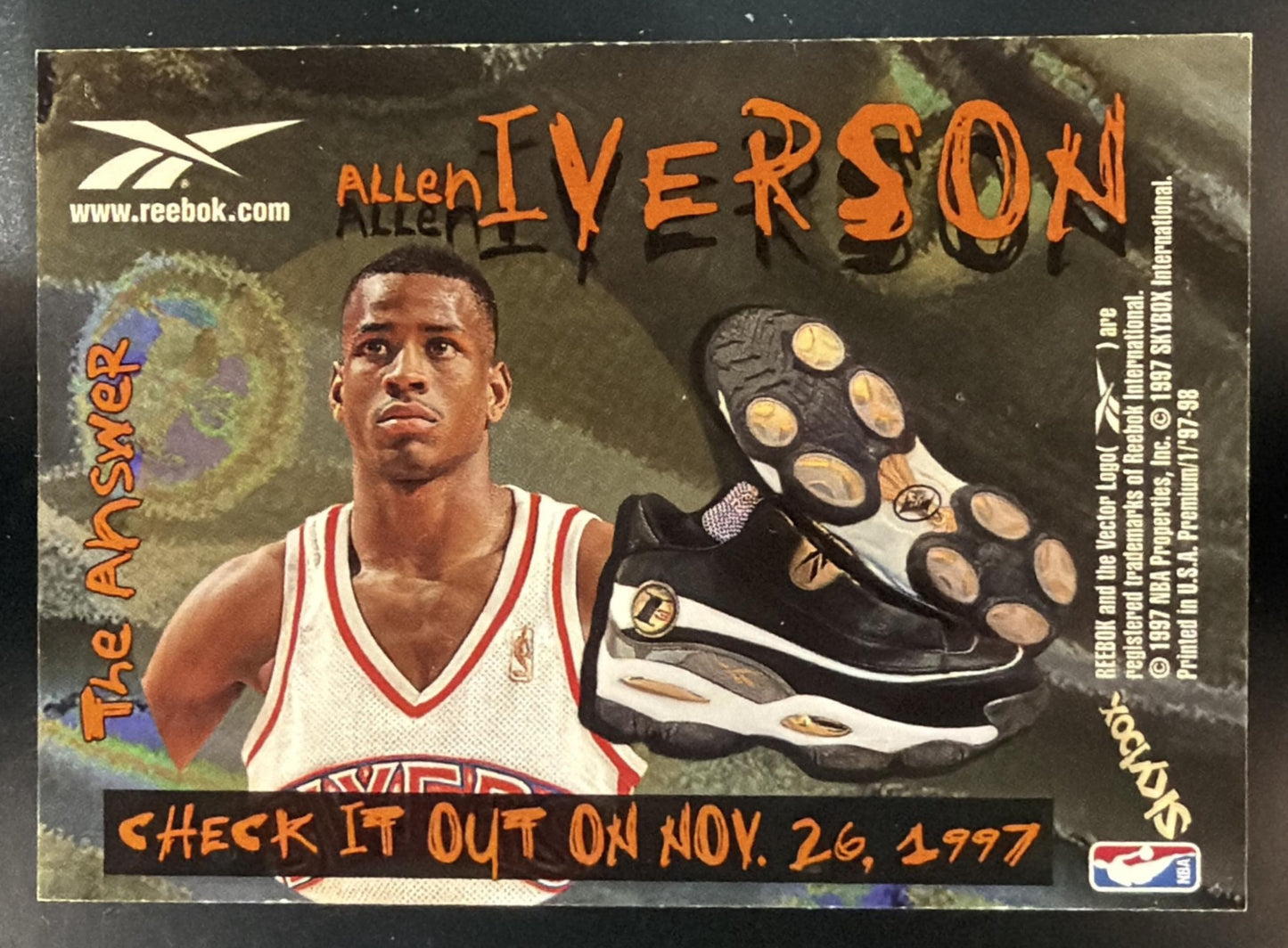 1997-98 Skybox Premium Allen Iverson #100 Reebok Silver 76ers — back