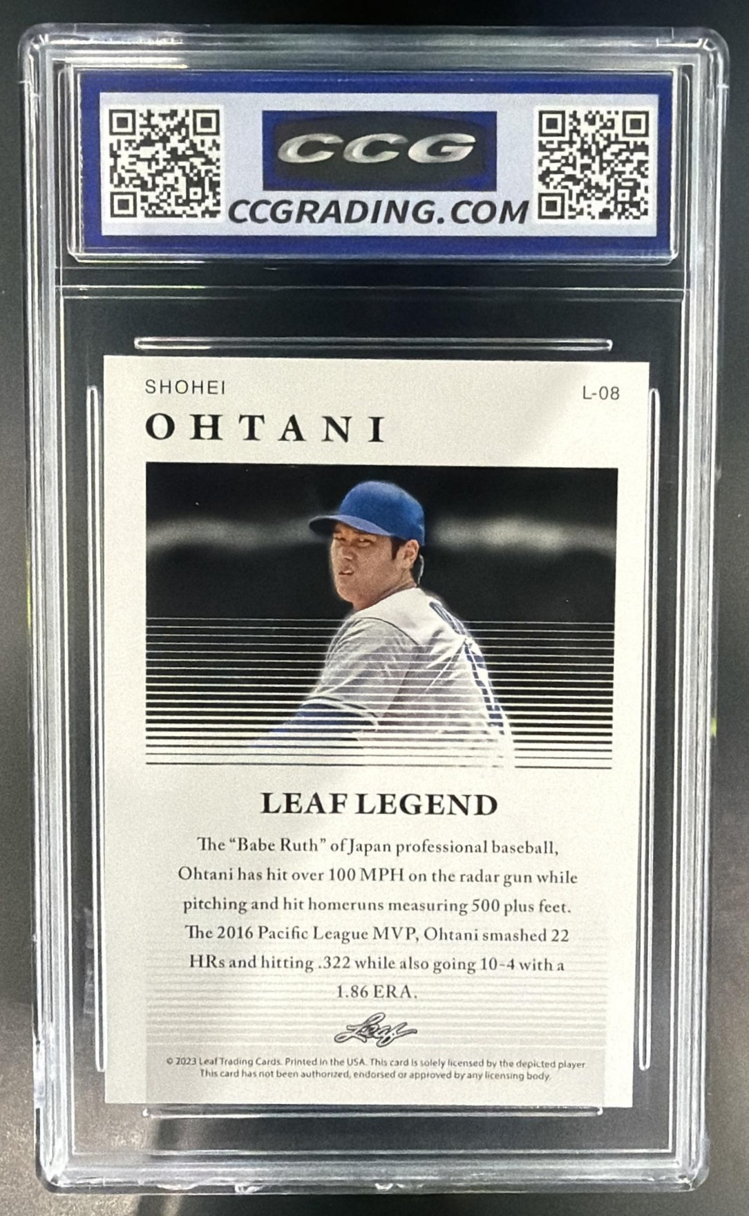 2023 Leaf Premier Shohei Ohtani CCG 10 — back