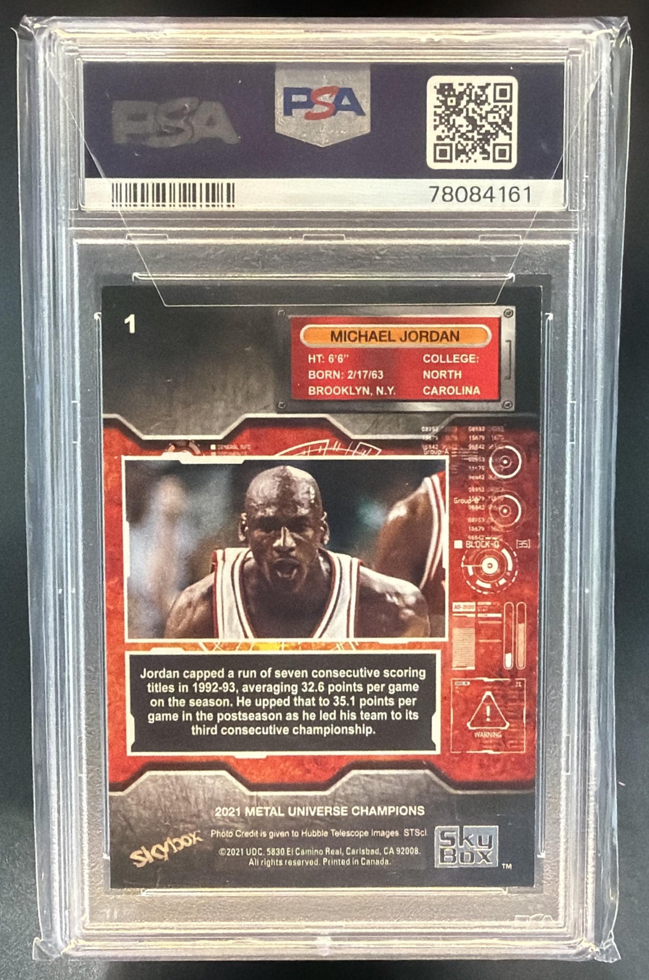 2021 Skybox Metal Universe Champions Michael Jordan #1 PSA 9 — back