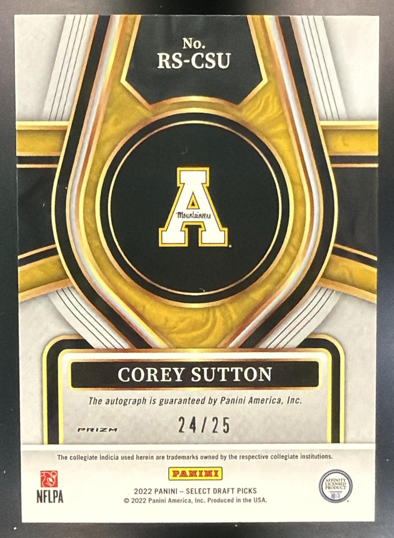 2022 Select Draft Picks Corey Sutton Rookie Signatures Tie Dye Prizm /25 Auto — back