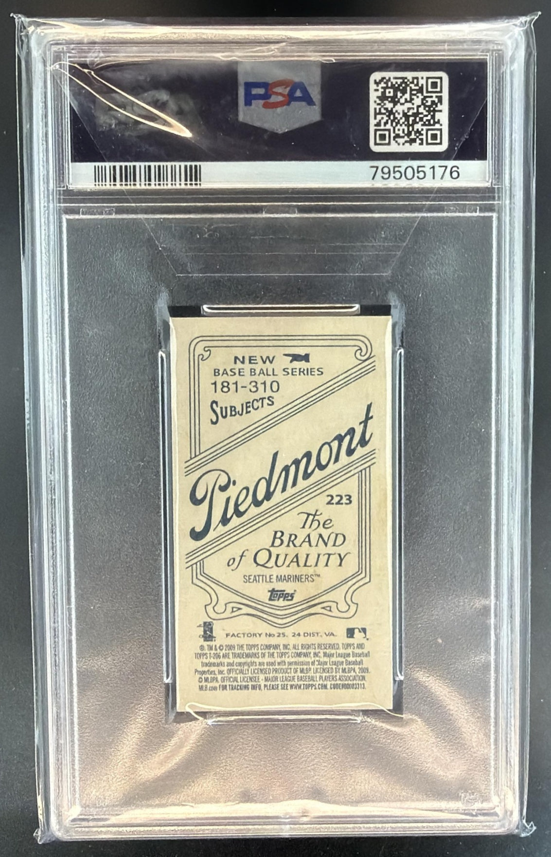 2009 Topps 206 Ken Griffey Jr. #223 Mini Piedmont Mariners PSA 10 — back