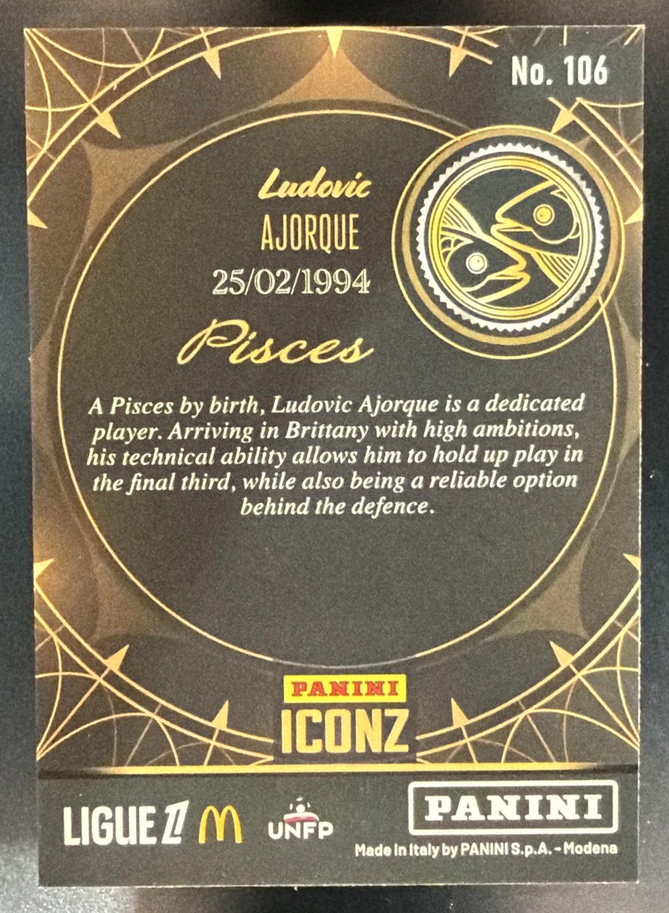 Panini Iconz Ludonic Ajorque /15 — back