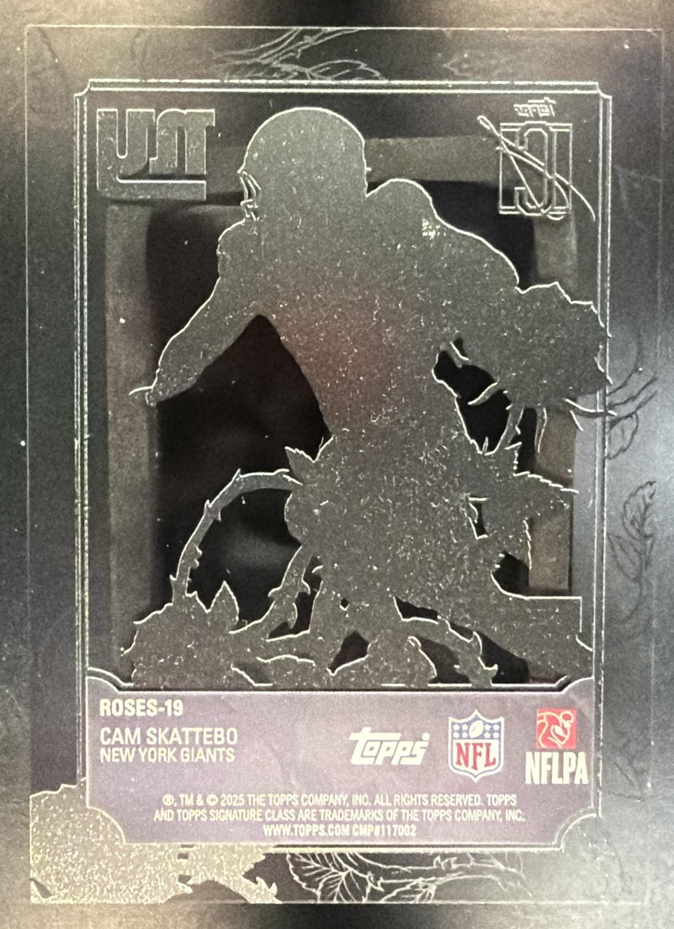 2025 Topps Signature Class Cam Skattebo #ROSES-19 Roses SP RC Giants — back