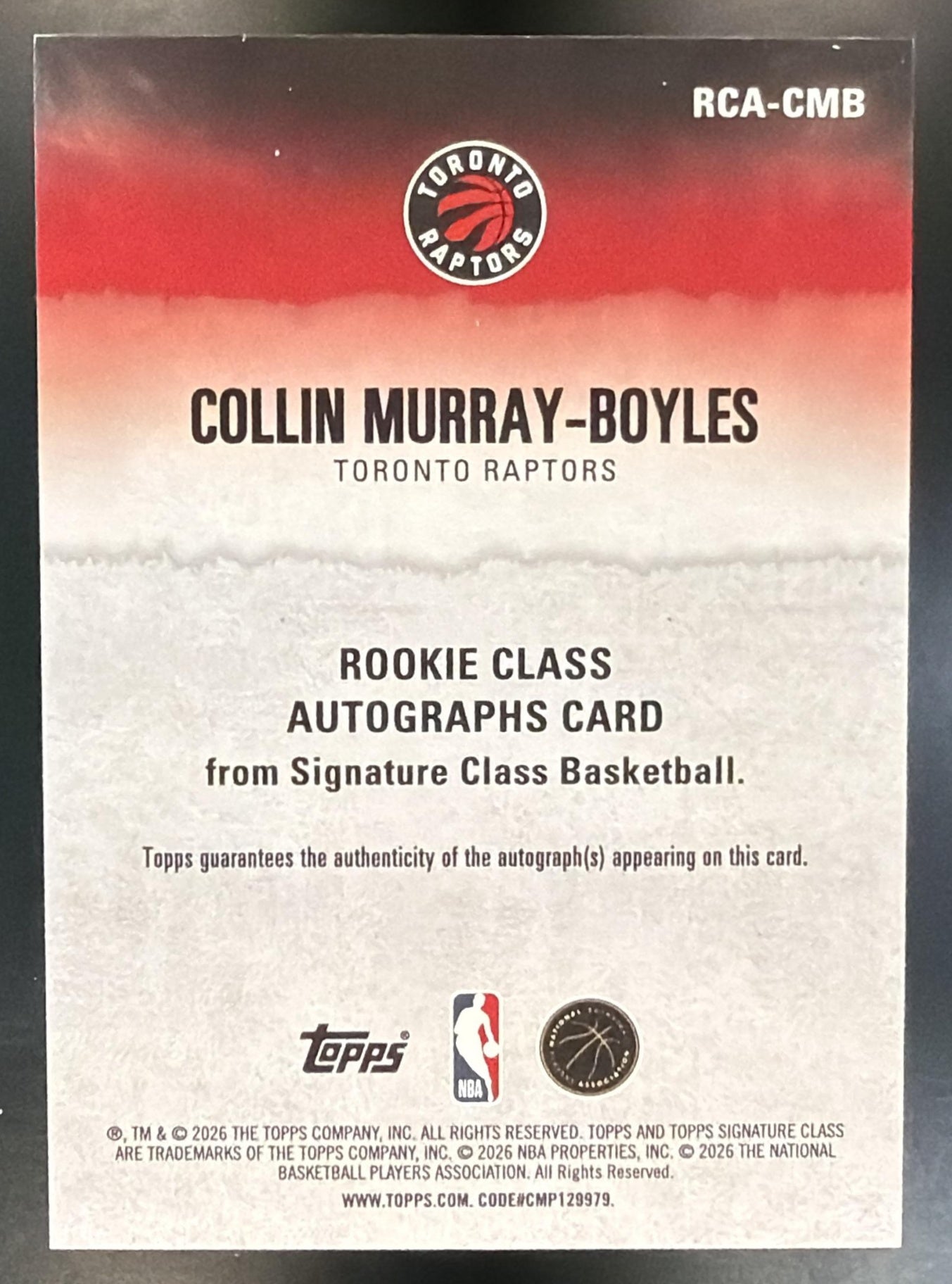 2025 Topps Signature Class Collin Murray-Boyles #RCA-CMB Rookie Auto RC — back