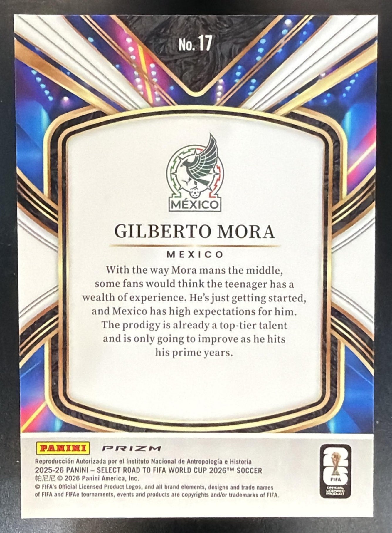 2025 Panini Select Road to FIFA World Cup Gilberto Mora #17 Future Blue Pulsar — back