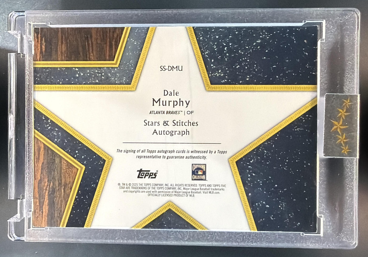 2025 Topps Five Star Dale Murphy #SS-DMU Stars and Stitches Gold /10 Auto — back