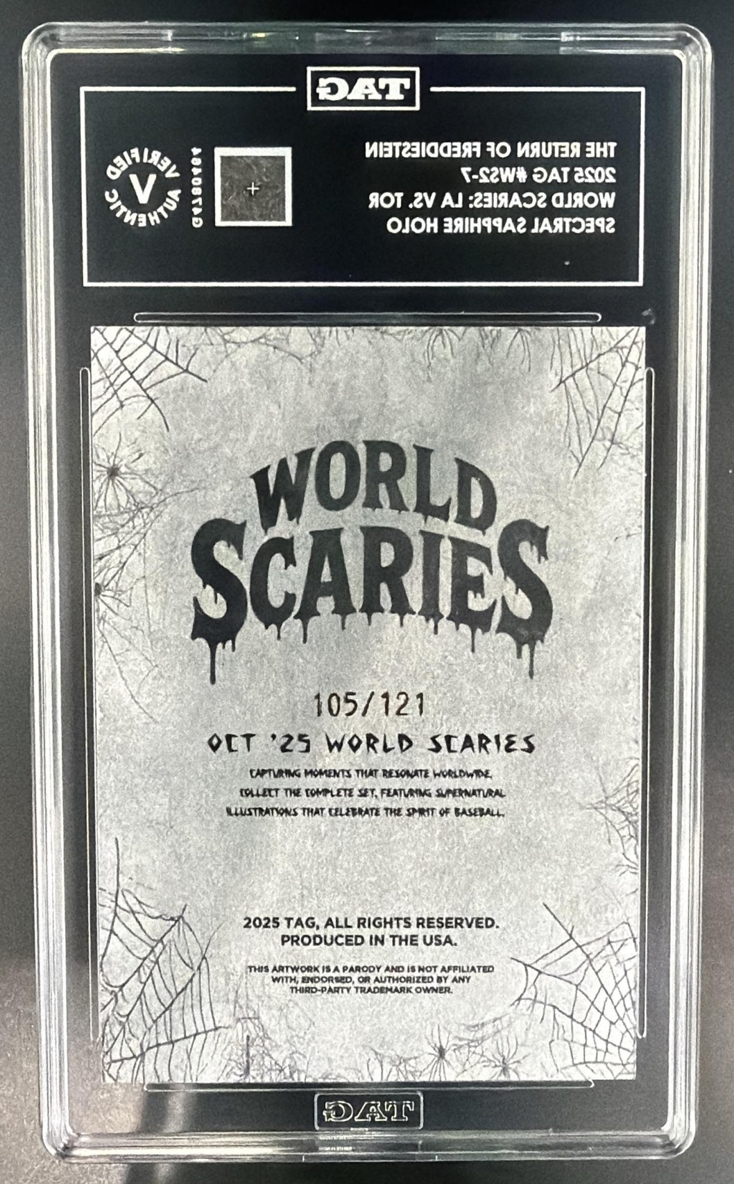 2025 TAG World Scaries Freddistein Freddy Freeman Sapphire /121 — back