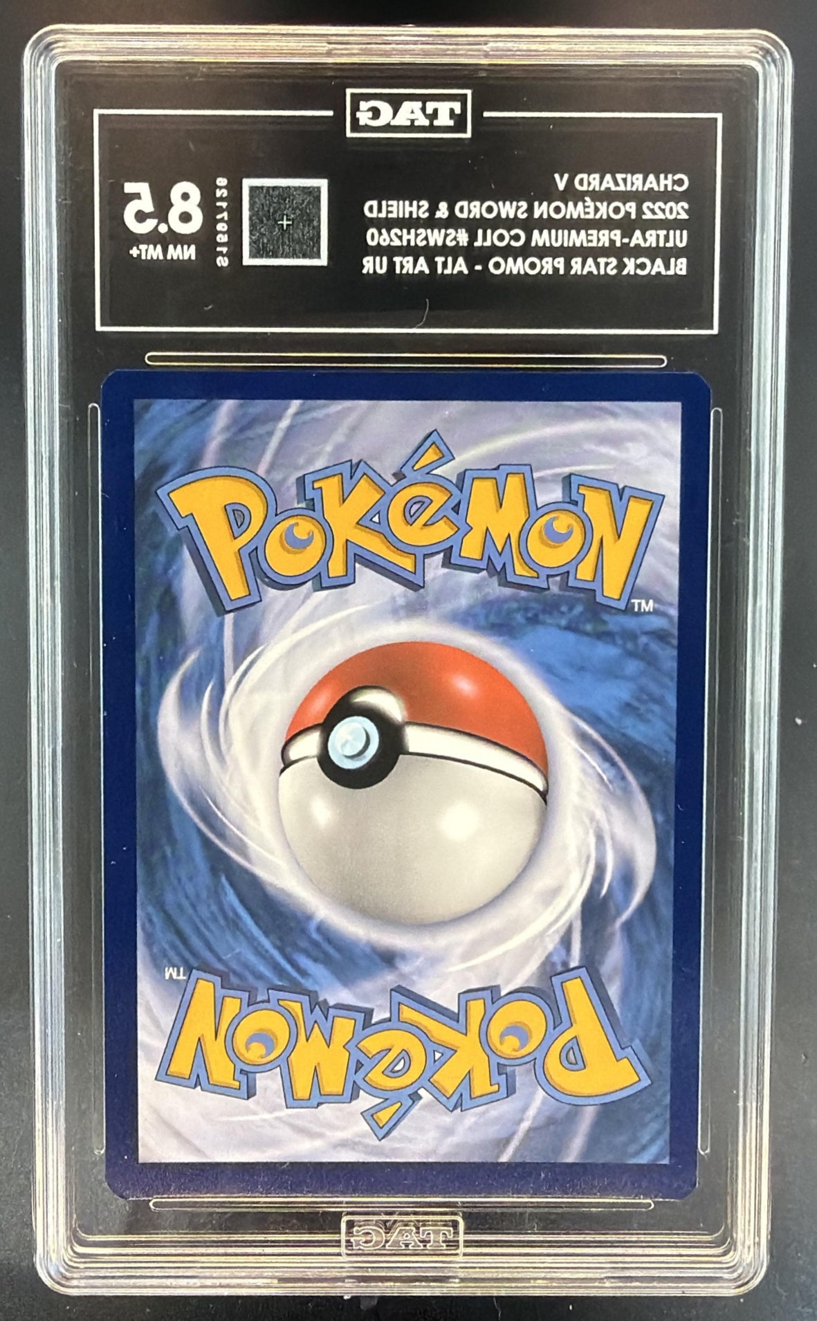 Pokemon Sword & Shield Black Star Promos Charizard V #SWSH260 2022 TAG 8.5 — back